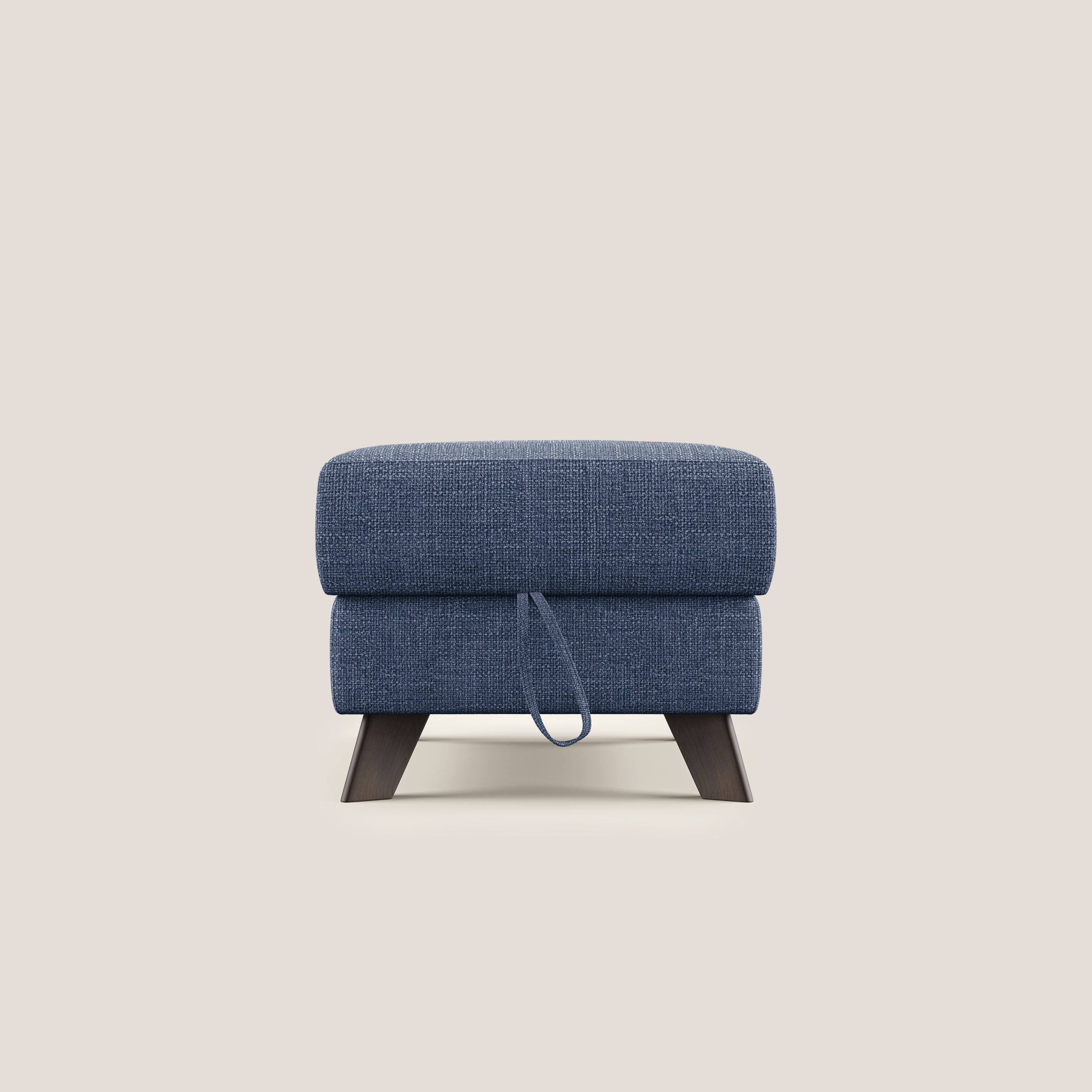 Moon Pouf contenitore e piedini alti in tessuto morbido ad intreccio soft-touch impermeabile T06 blu - divani.store