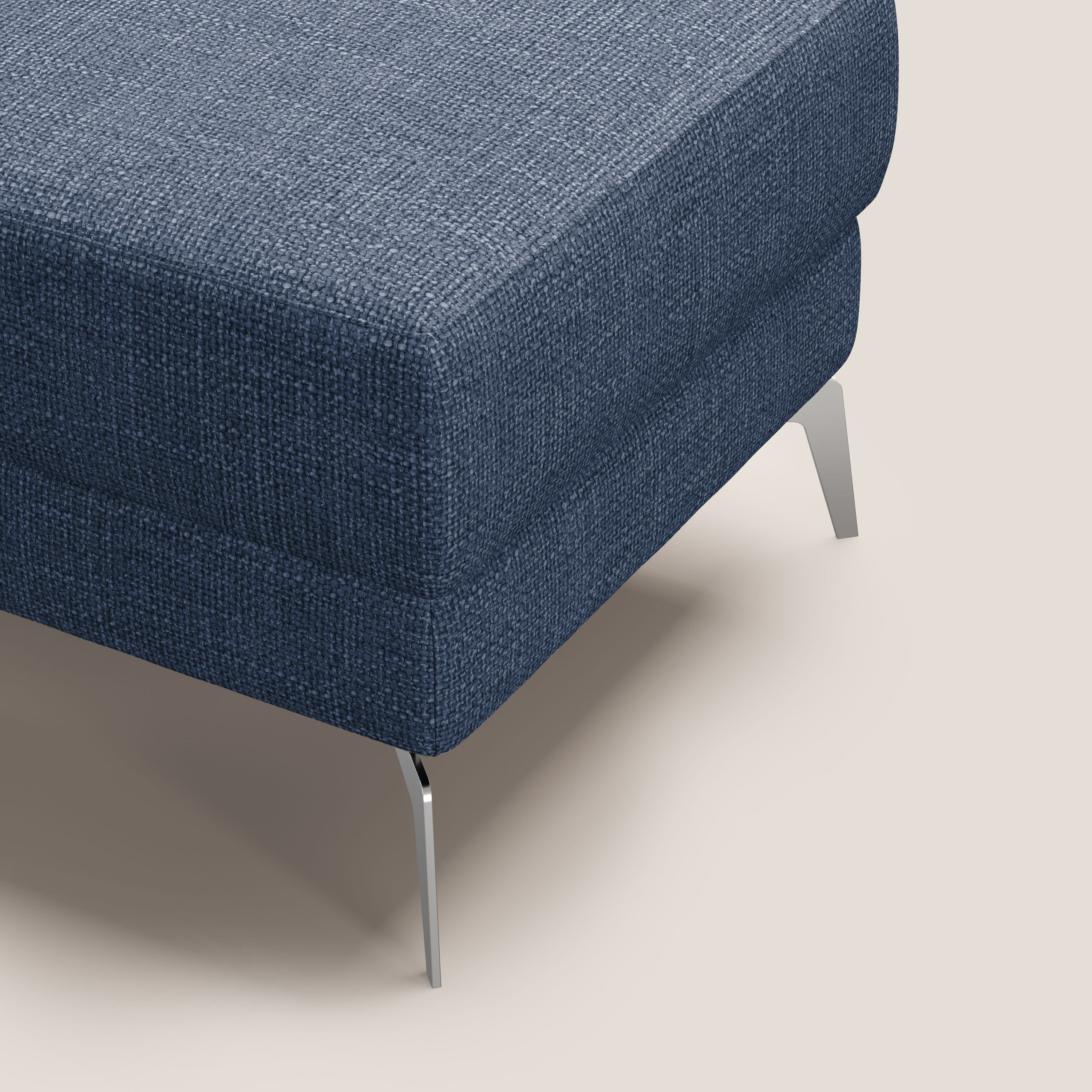 Star Pouf con piedini alti in tessuto impermeabile morbido intreccio T06 blu - divani.store