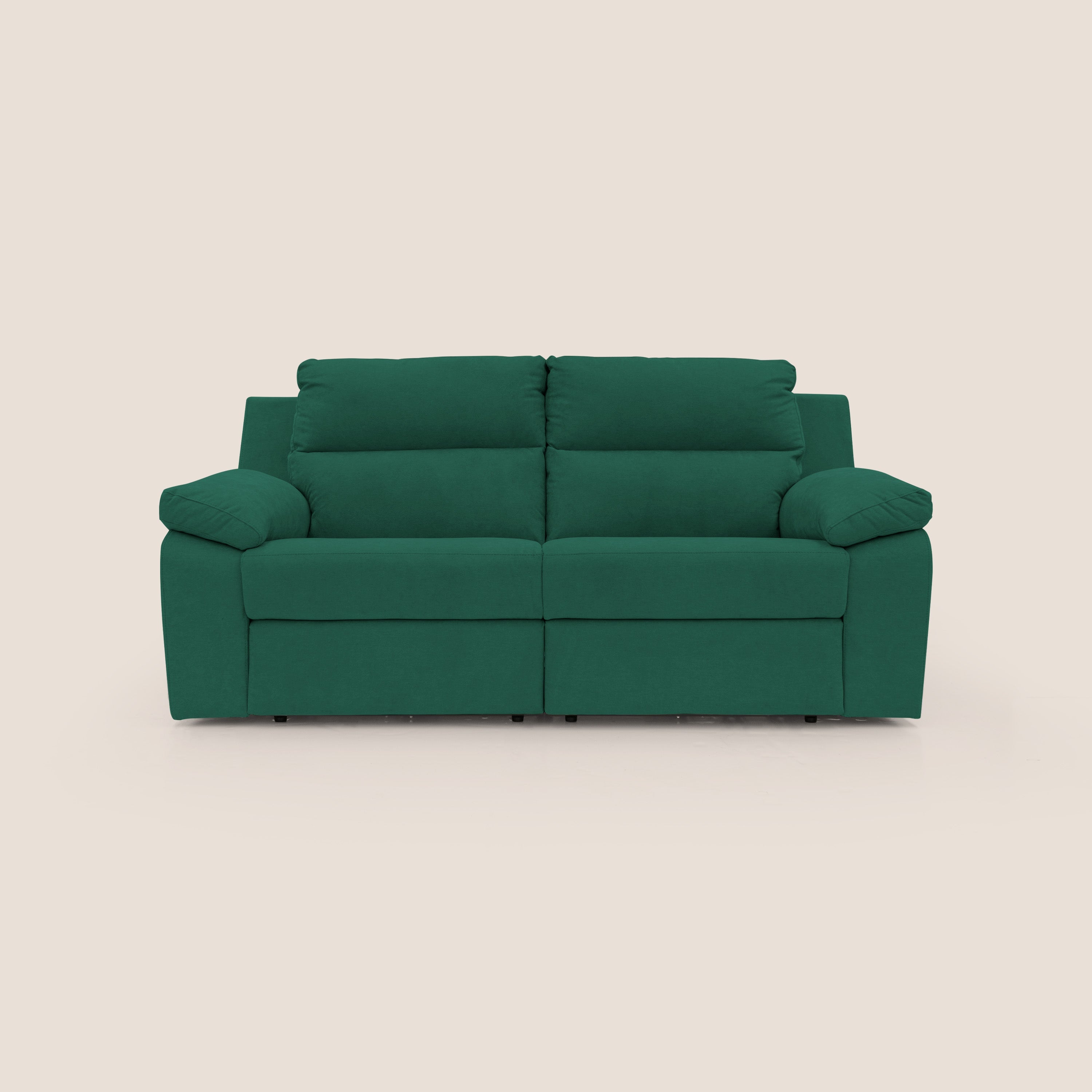Romeo Divano relax con recliner elettrico in morbido tessuto impermeabile T02 verde - divani.store