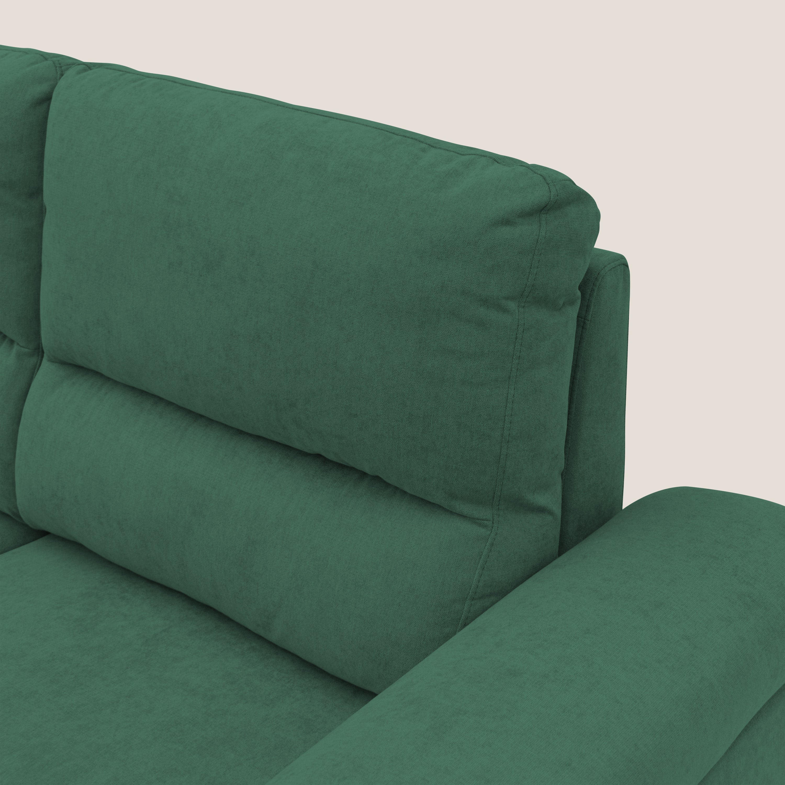 Minerva divano con pouf estraibile poggiapiedi in tessuto morbido impermeabile T02 verde - divani.store