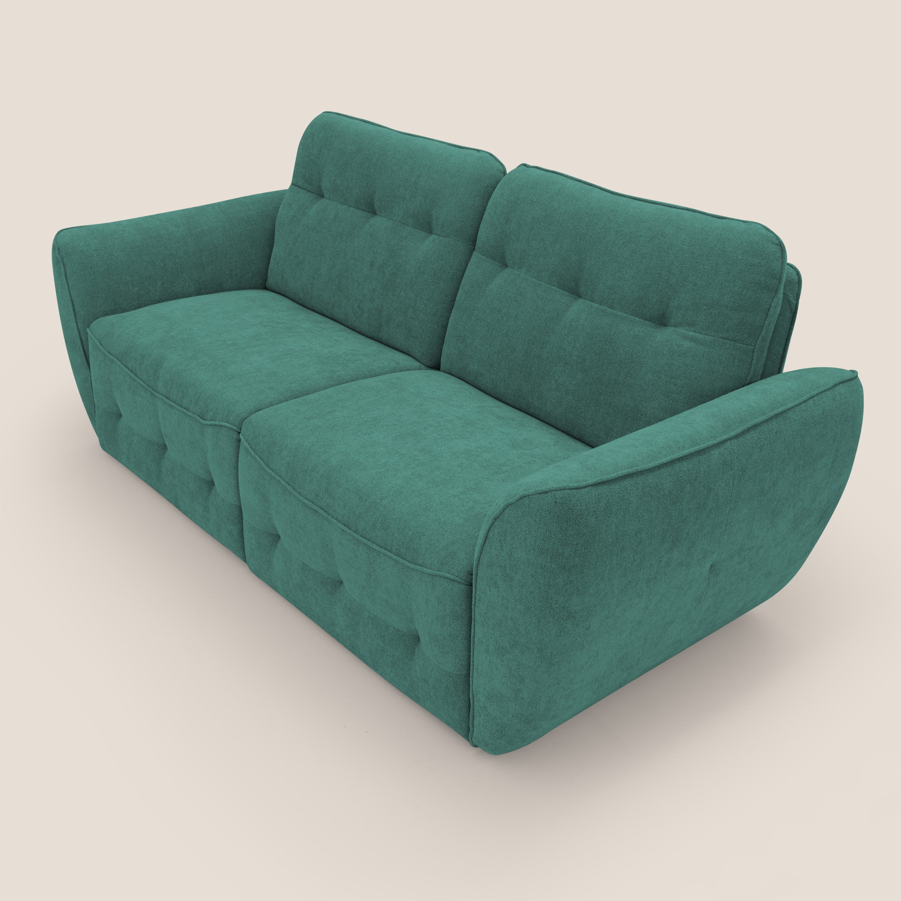 Cerbero divano 2 e 3 posti in morbido bouclé impermeabile T07 verde - divani.store