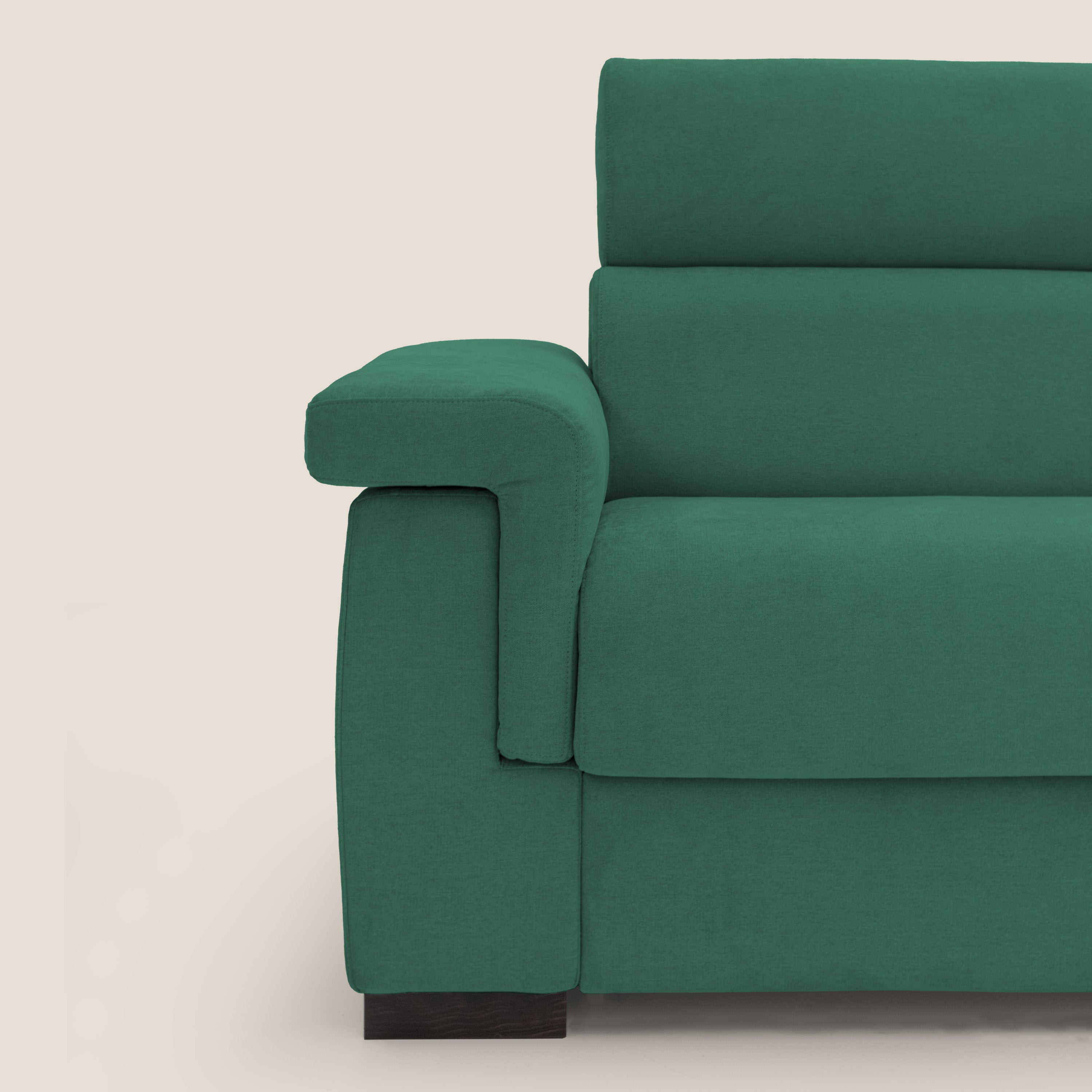 Bjorn divano letto sfoderabile con materasso H18 cm e poggiatesta reclinabili in tessuto impermeabile T02 verde - divani.store