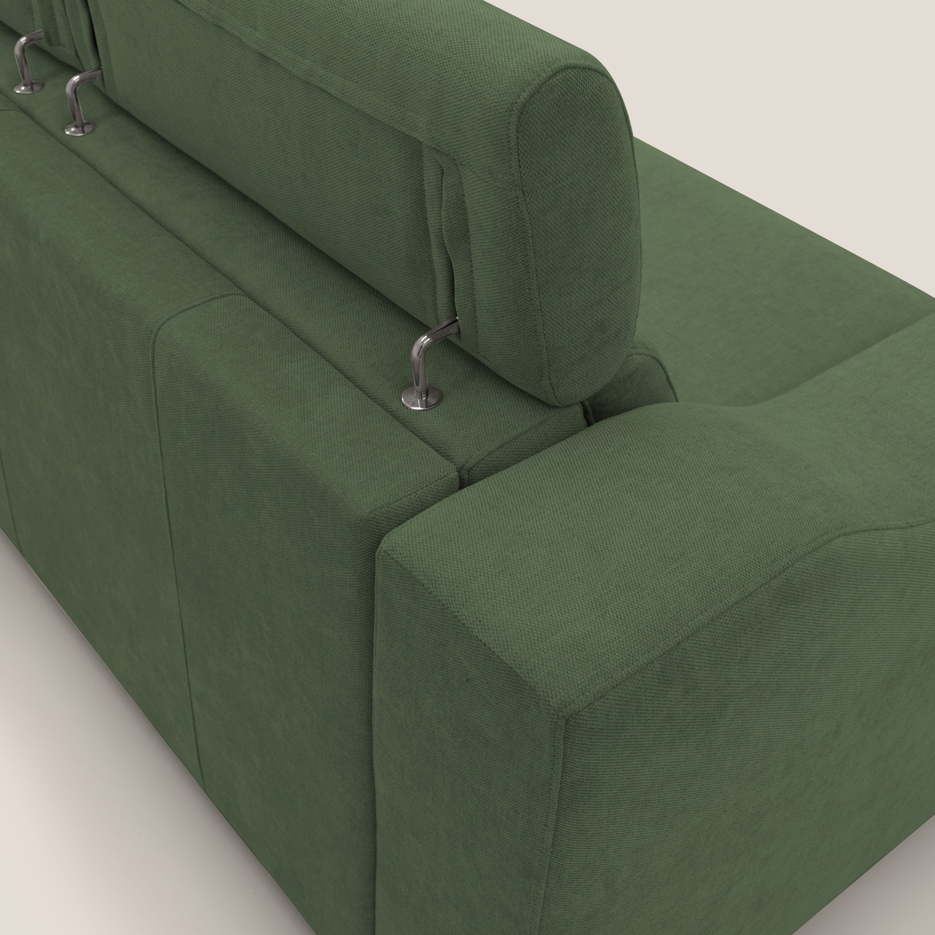 Bomber divano letto matrimoniale con poggiatesta in tessuto impermeabile T14 verde - divani.store