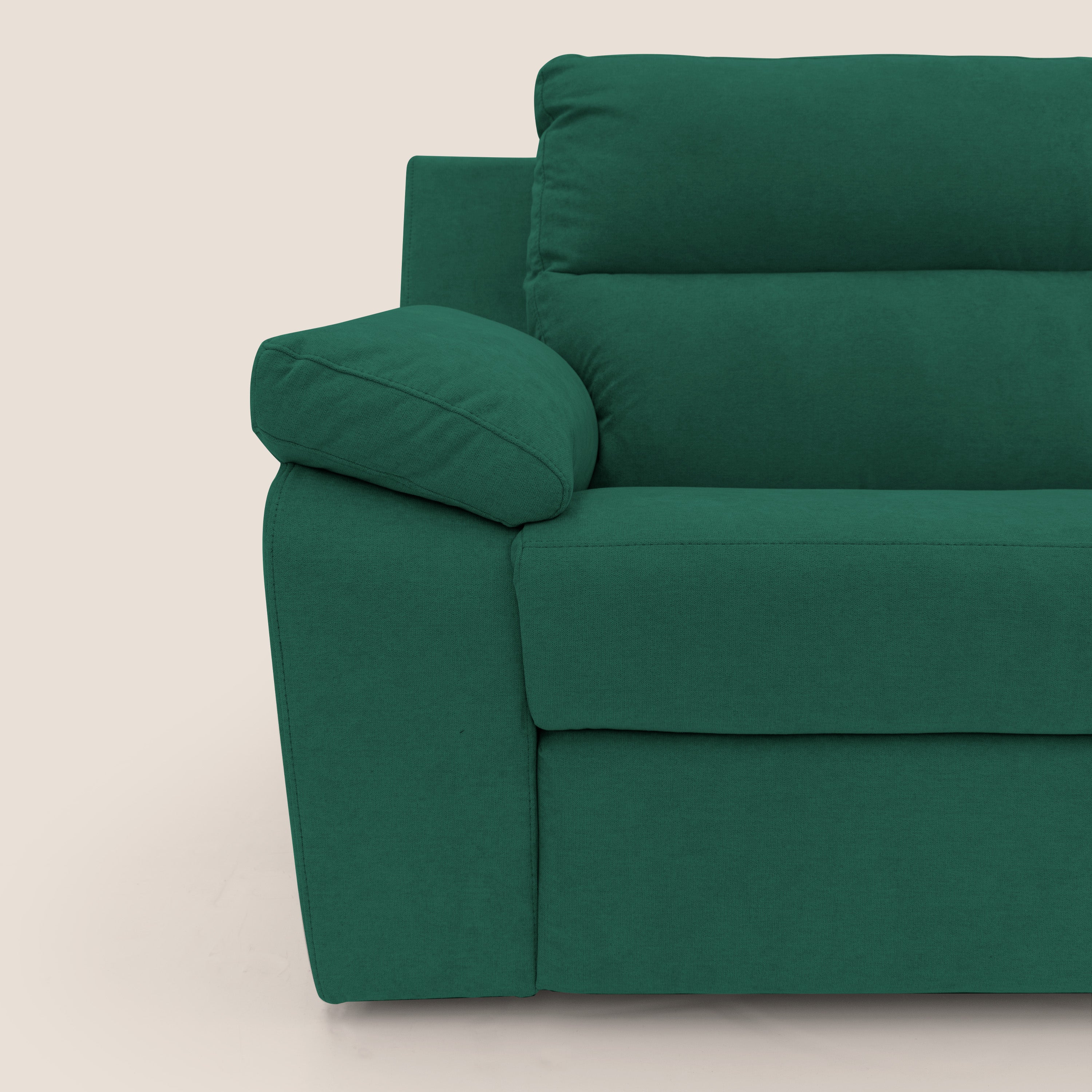 Romeo Divano relax con recliner elettrico in morbido tessuto impermeabile T02 verde - divani.store