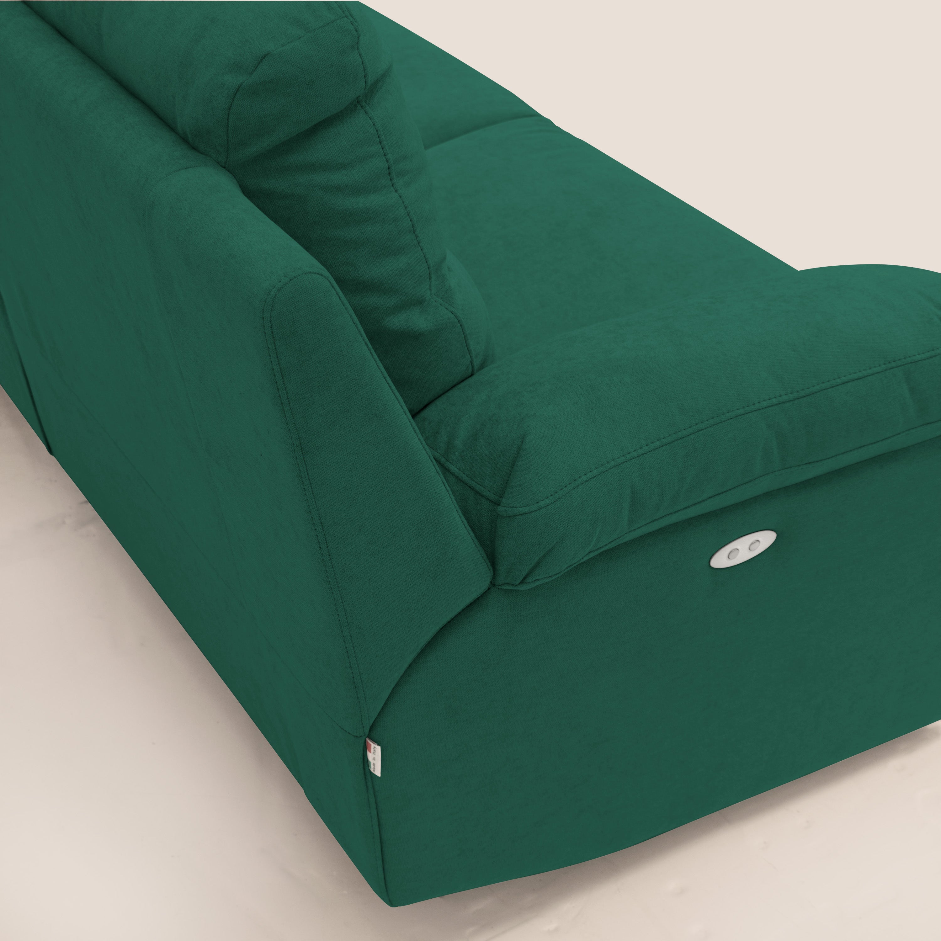 Romeo Divano relax con recliner elettrico in morbido tessuto impermeabile T02 verde - divani.store