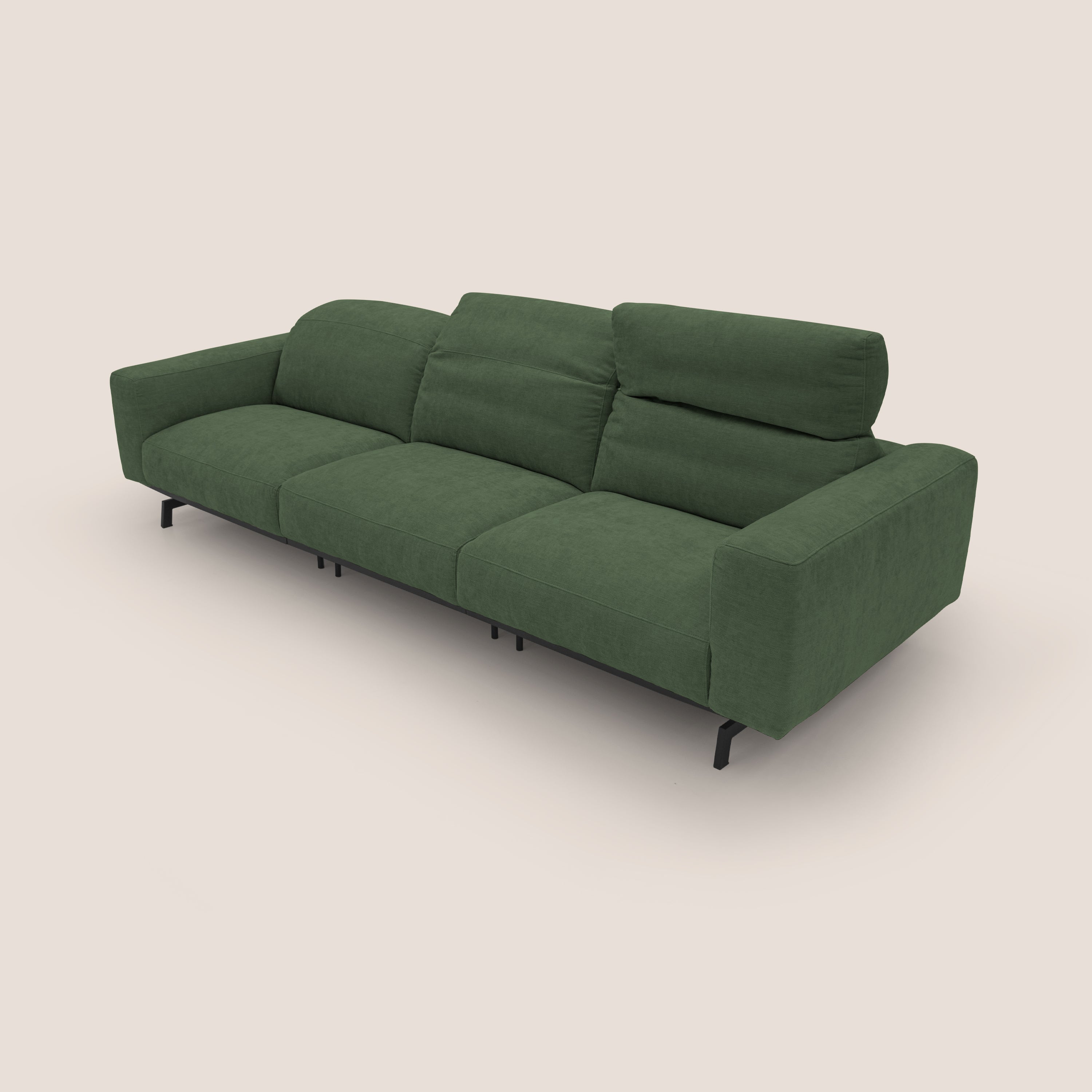 Sakura 3-sitzer-modulsofa aus weichem, wasserfestem geflammtem Stoff T14 Grün