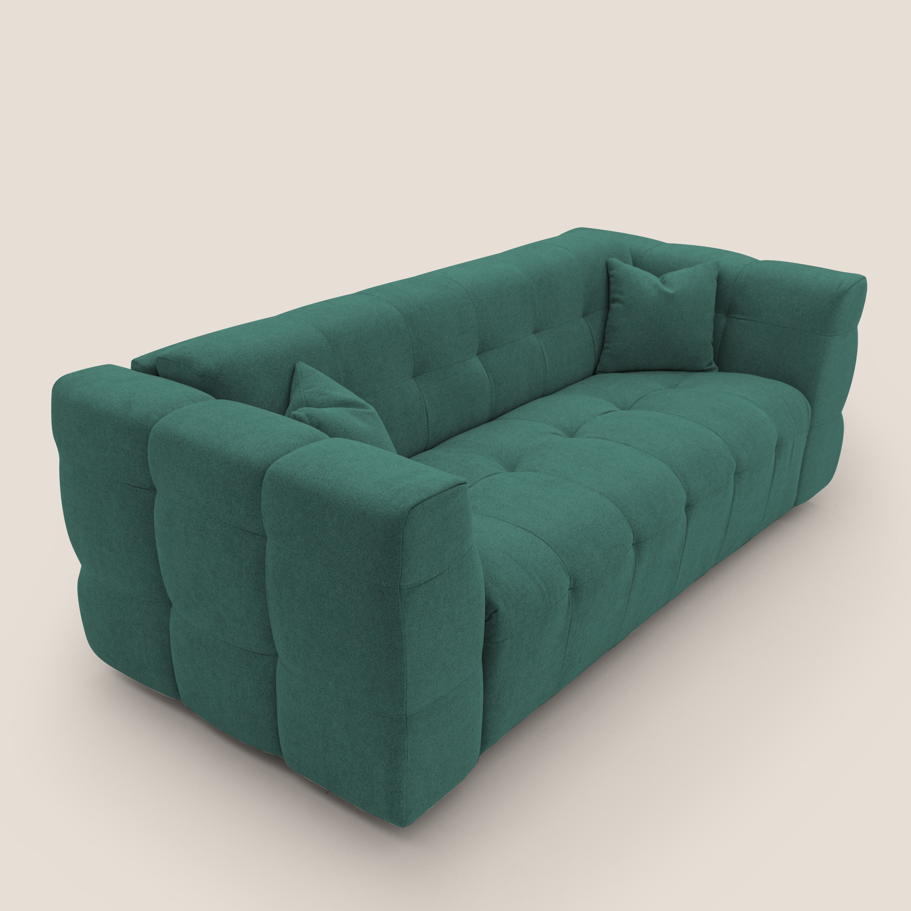 Tender Divano letto matrimoniale dal design innovativo in tessuto bouclet impermeabile T07 verde - divani.store