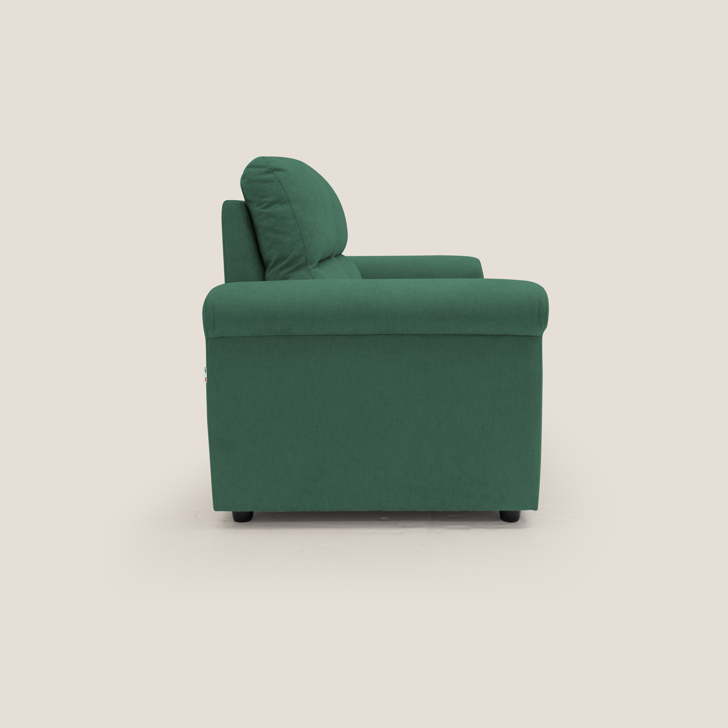 Minerva divano con pouf estraibile poggiapiedi in tessuto morbido impermeabile T02 verde - divani.store