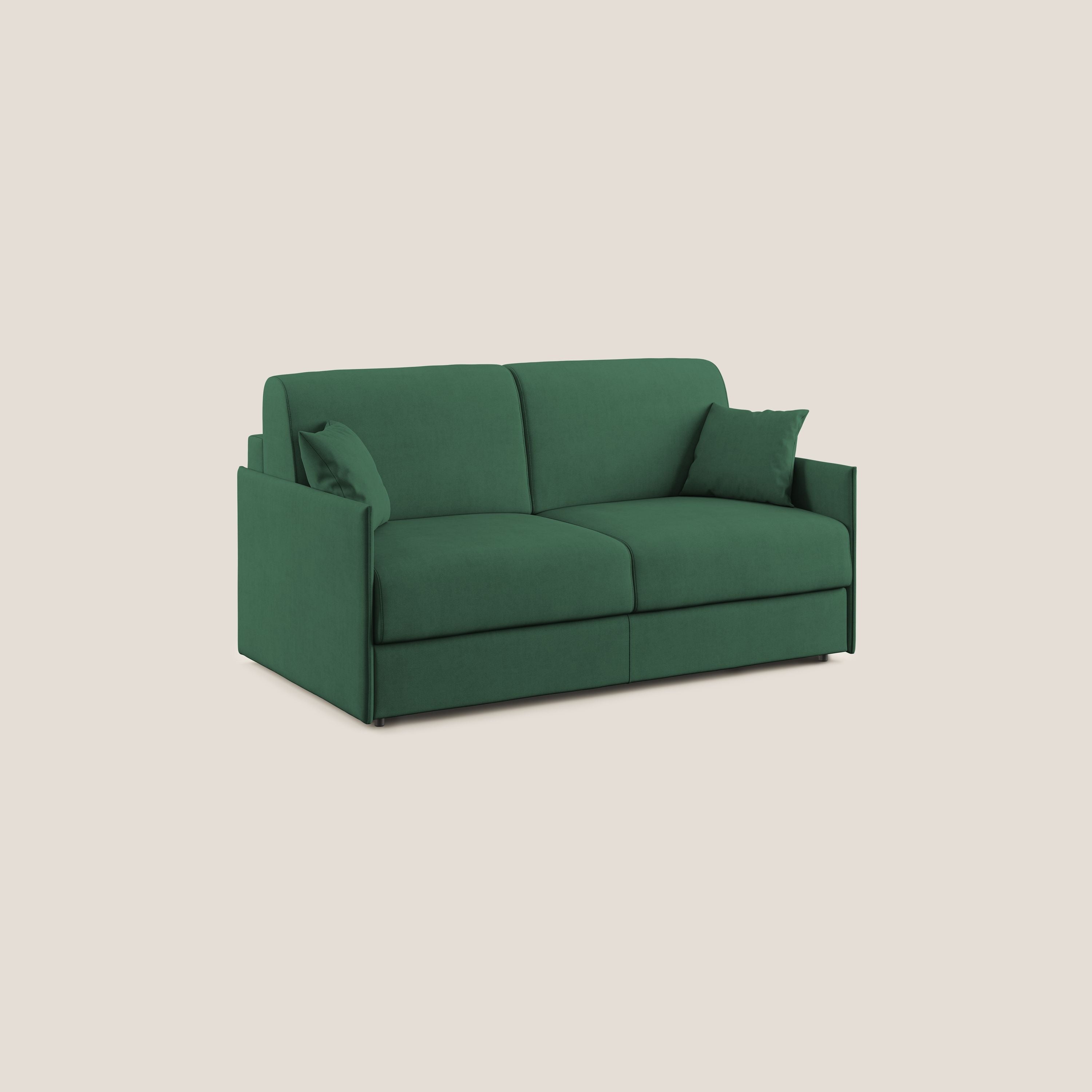 Evans Divano letto in morbido tessuto impermeabile T02 verde - divani.store