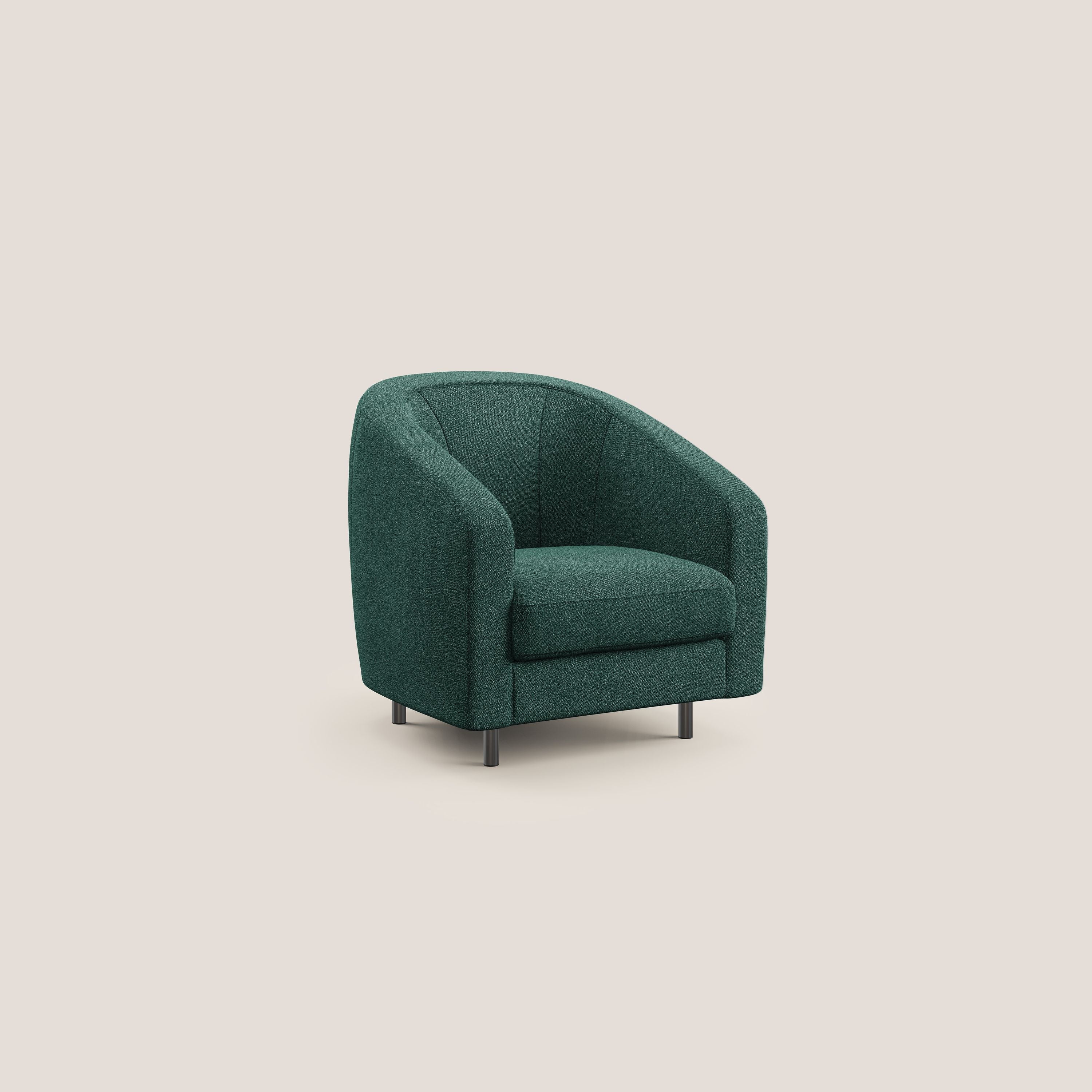 Pandora Poltroncina in morbido tessuto bouclé impermeabile T07 verde - divani.store