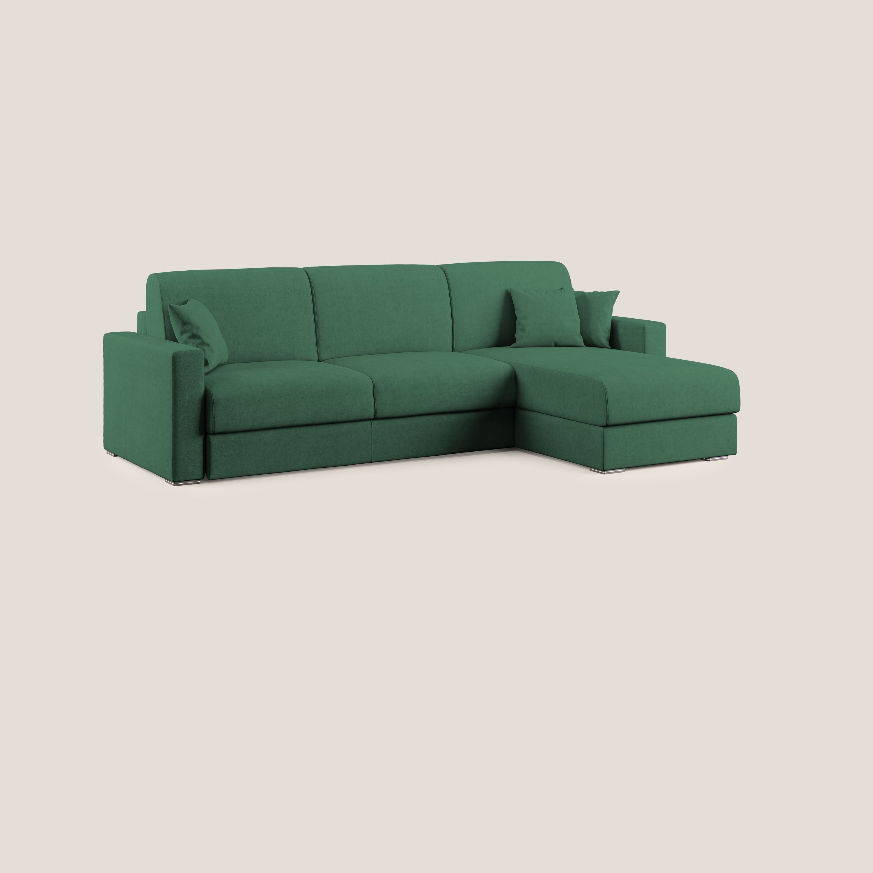 Best Divano letto angolare in tessuto impermeabile T02 verde - divani.store