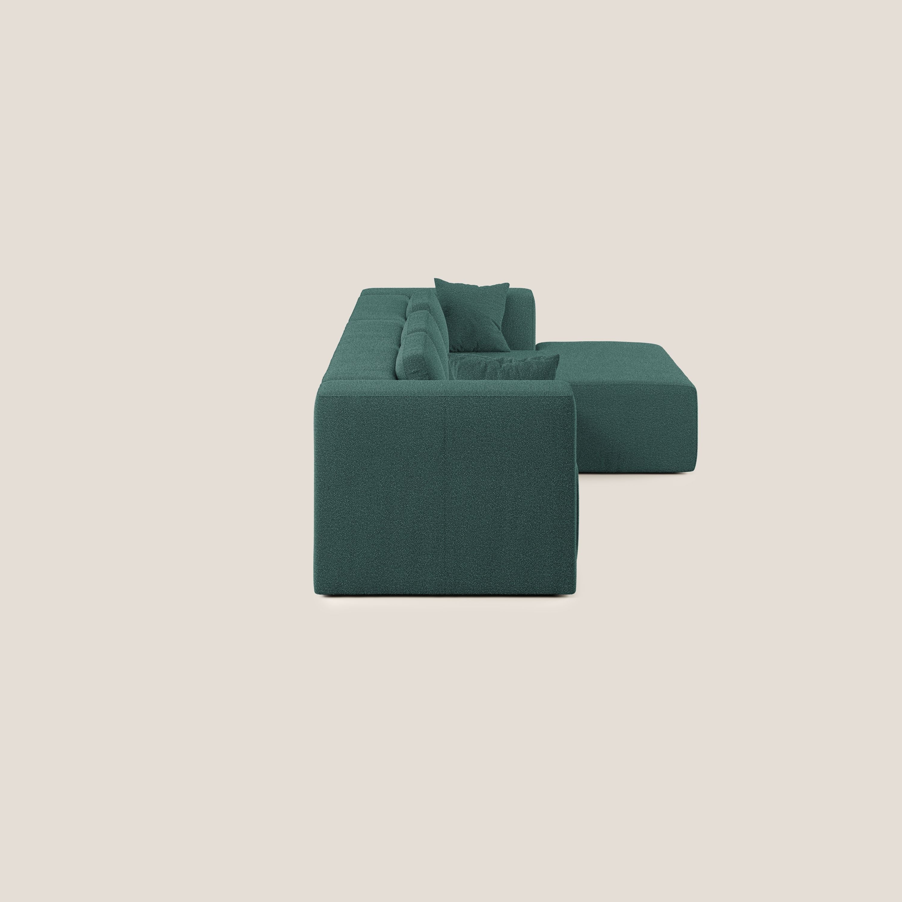 Nettuno divano angolare componibile in morbido tessuto bouclè T07 verde - divani.store
