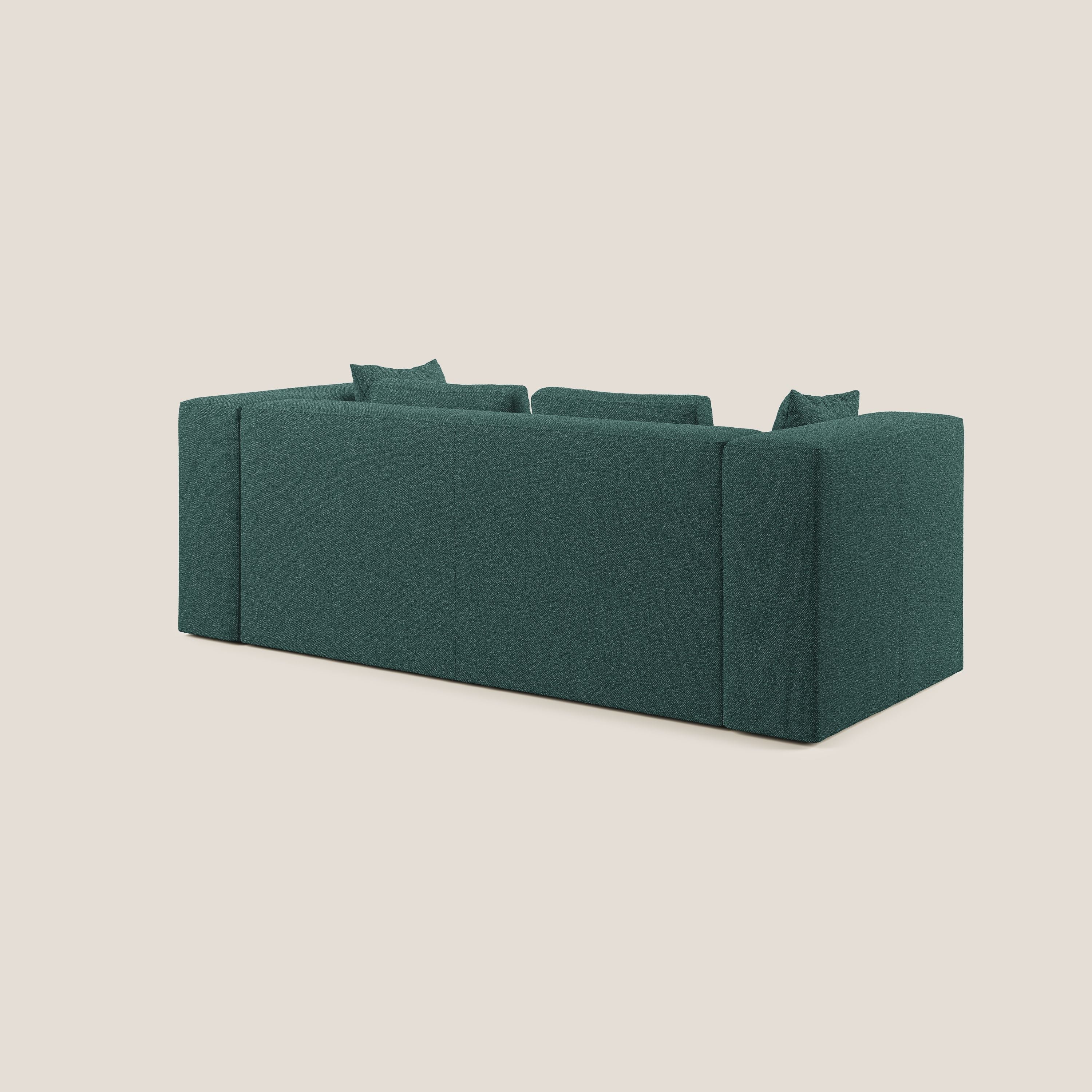 Nettuno divano moderno componibile in morbido tessuto bouclè T07 verde - divani.store
