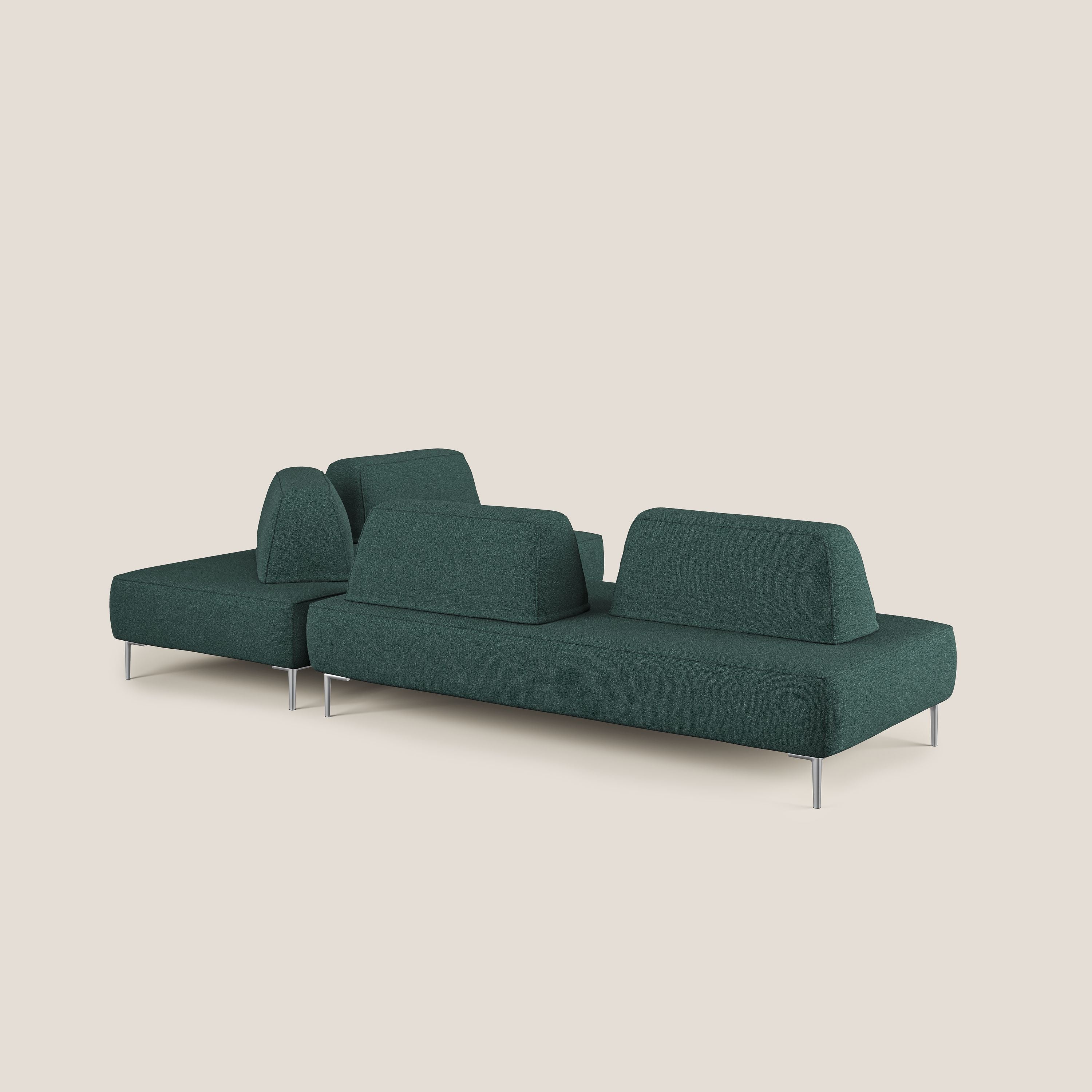 Newton divano angolare modulare con schienali movibili T07 verde - divani.store