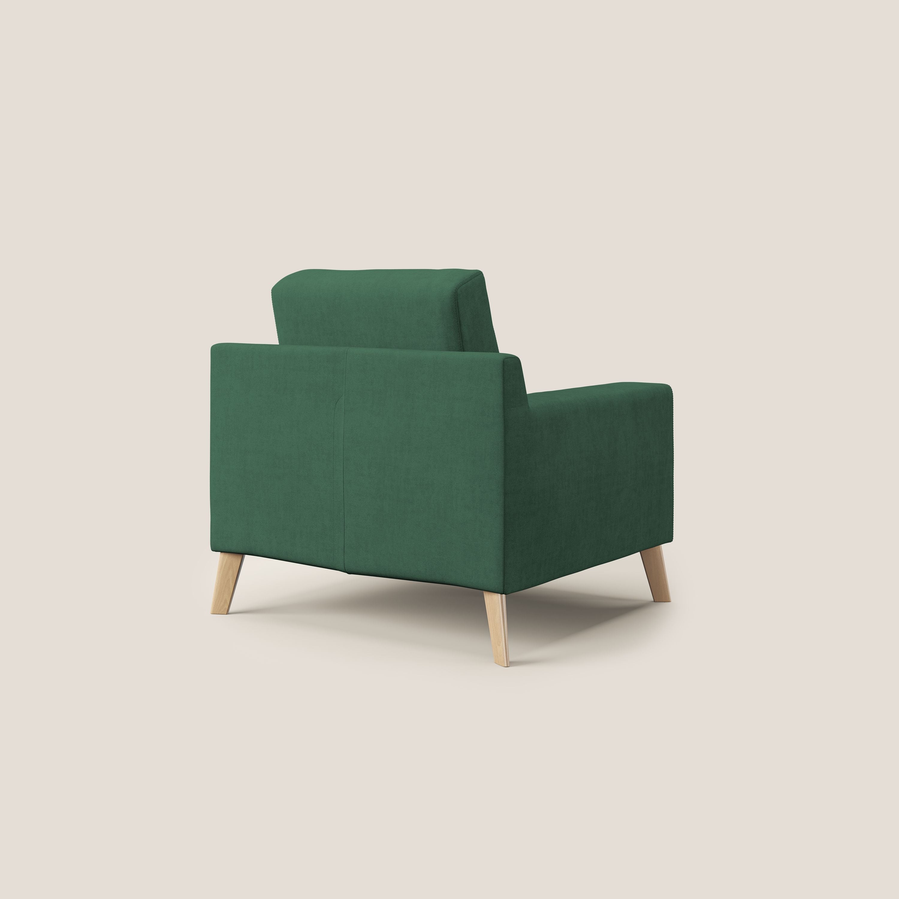 Danish poltroncina in tessuto morbido impermeabile T02 verde - divani.store