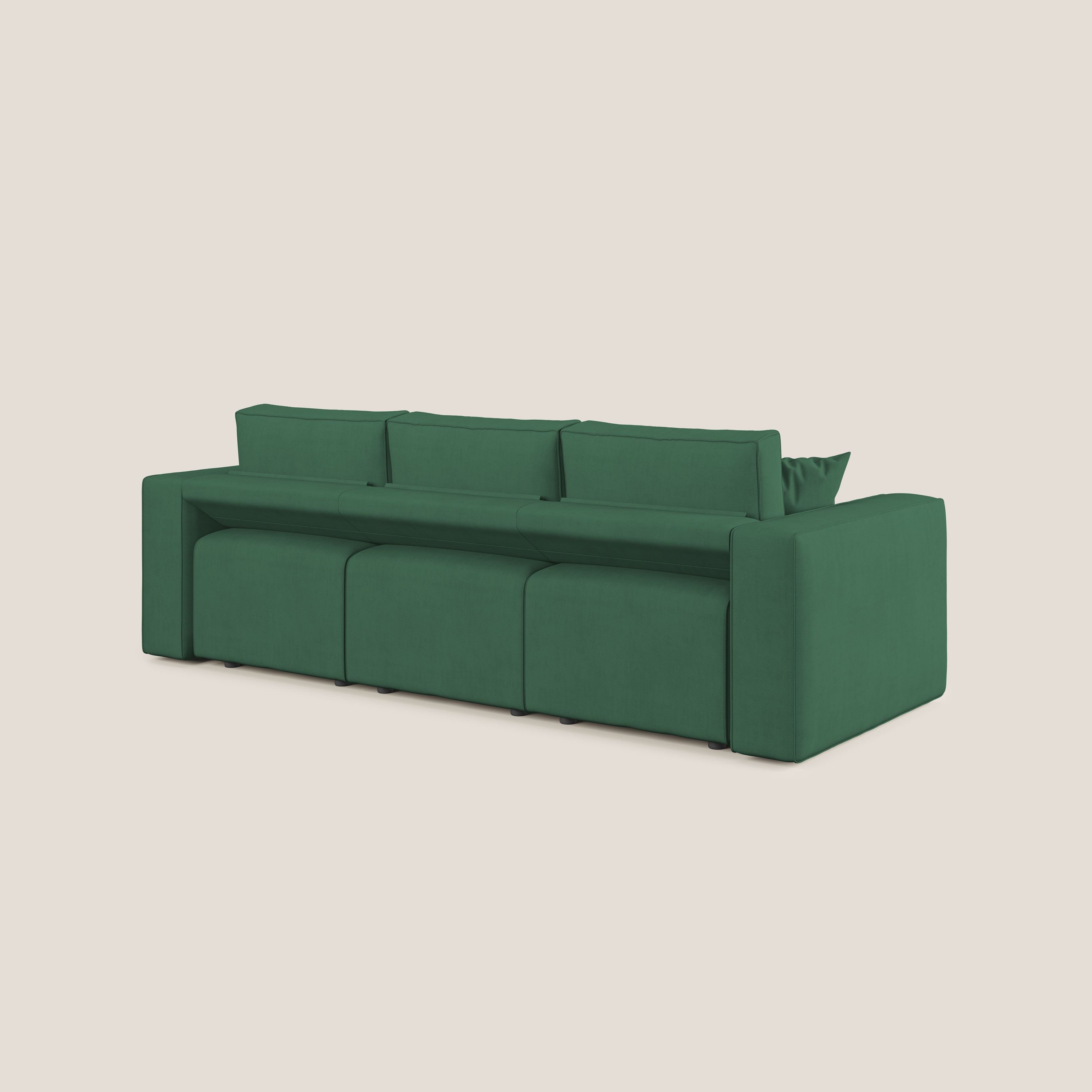 Morfeo divano con 3 sedute estraibili in morbido tessuto impermeabile T02 verde - divani.store