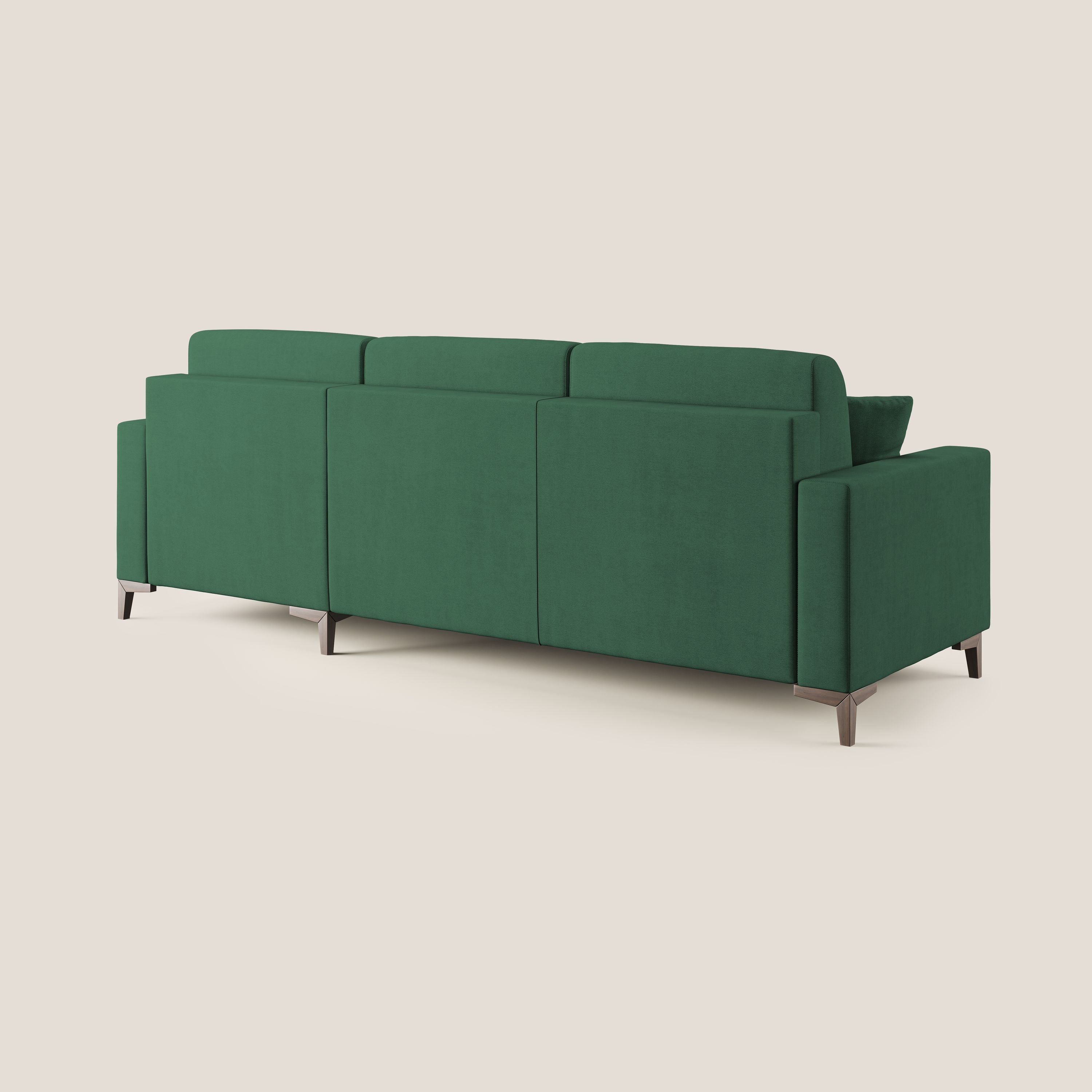 Kafka divano letto angolare in morbido tessuto impermeabile T02 verde - divani.store