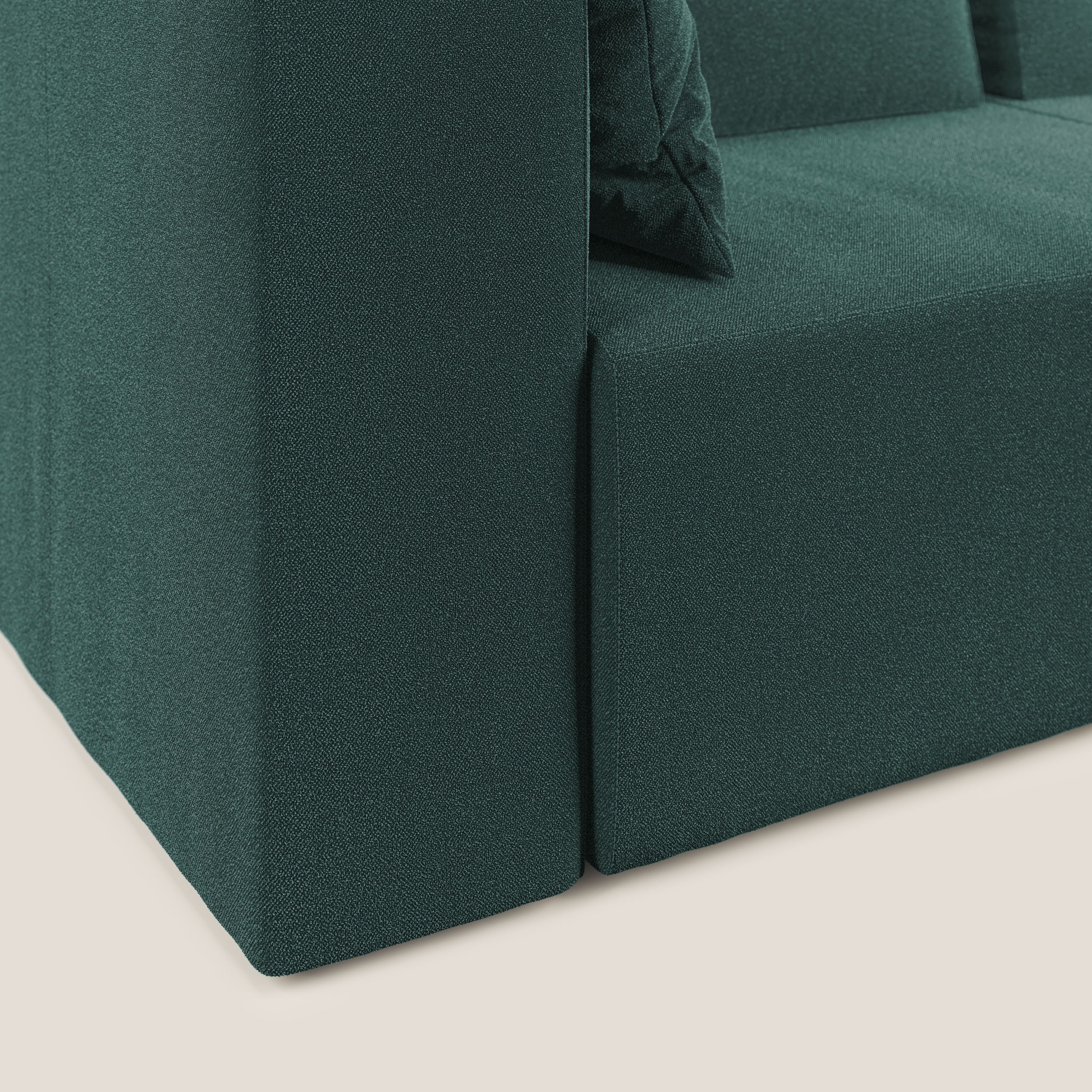 Nettuno divano angolare componibile in morbido tessuto bouclè T07 verde - divani.store