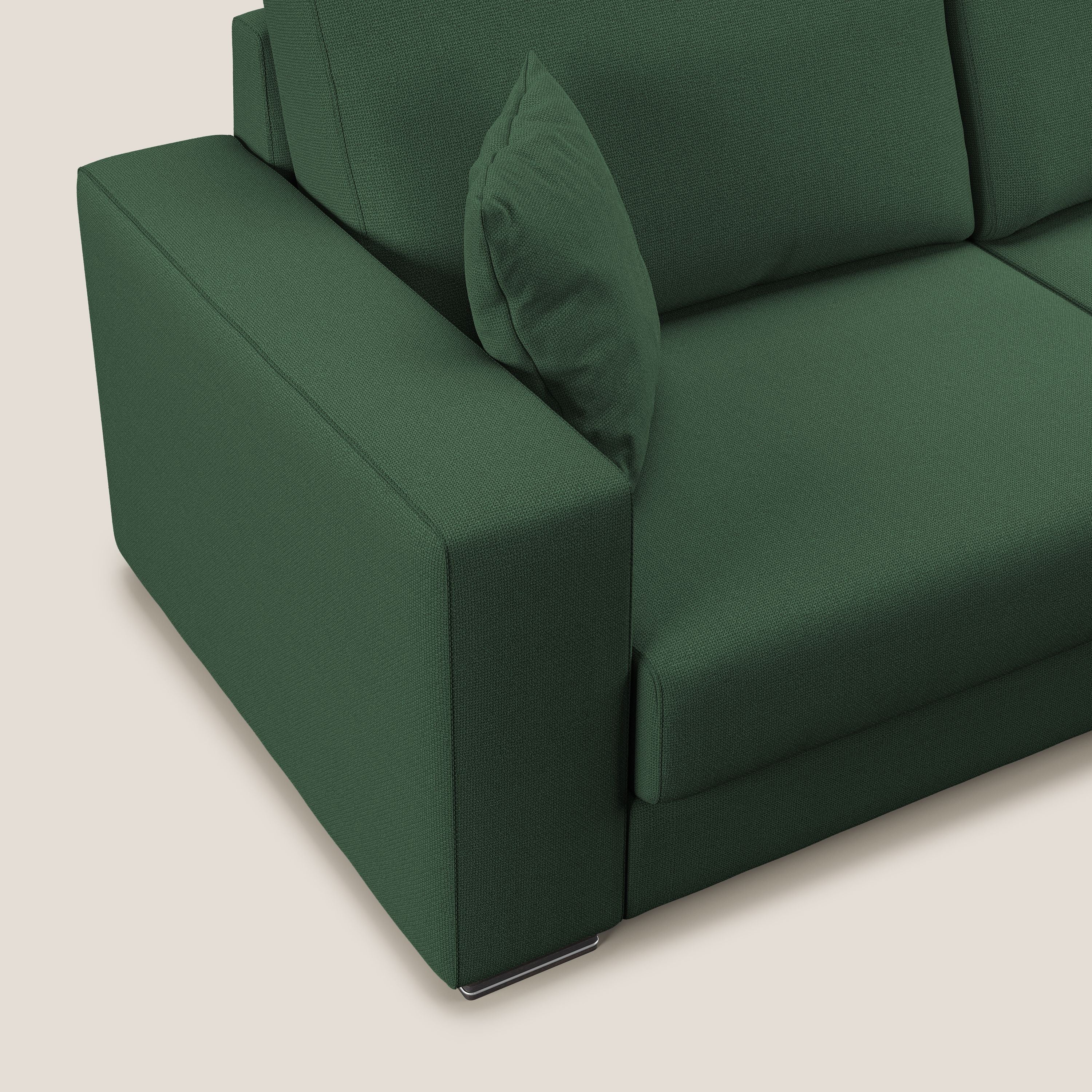 Marte divano angolare in tessuto smacchiabile impermeabile T08 verde - divani.store