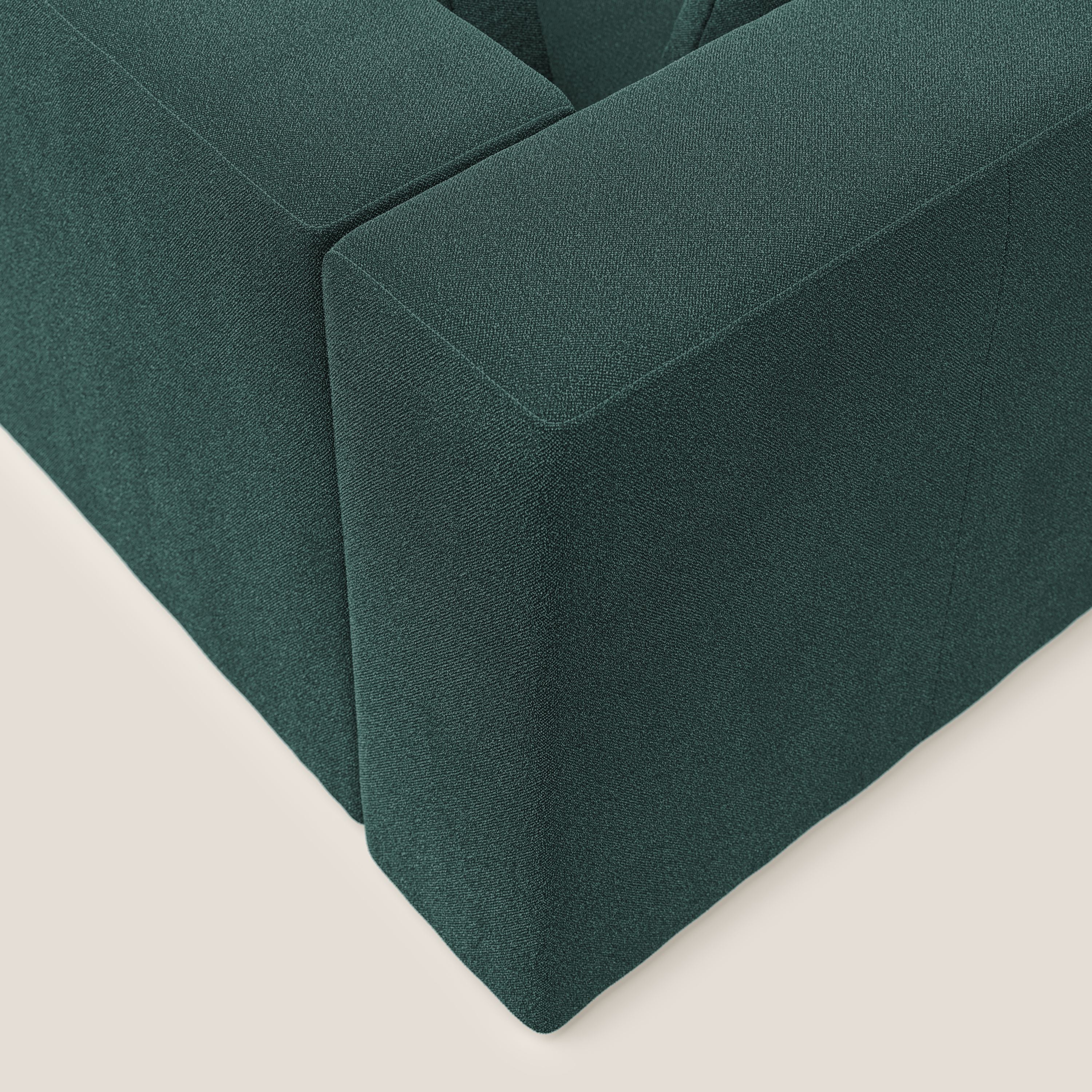 Nettuno divano angolare componibile in morbido tessuto bouclè T07 verde - divani.store