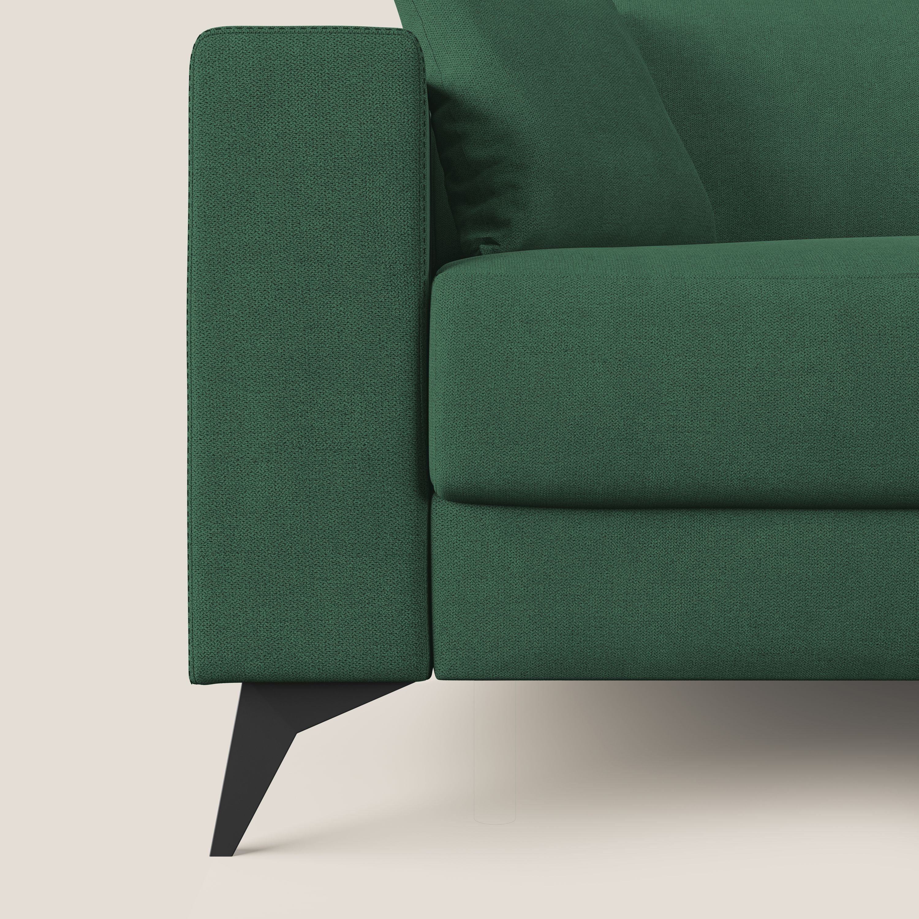 Pegaso divano letto angolare con poggiatesta reclinabili e rivestimento impermeabile T02 verde - divani.store