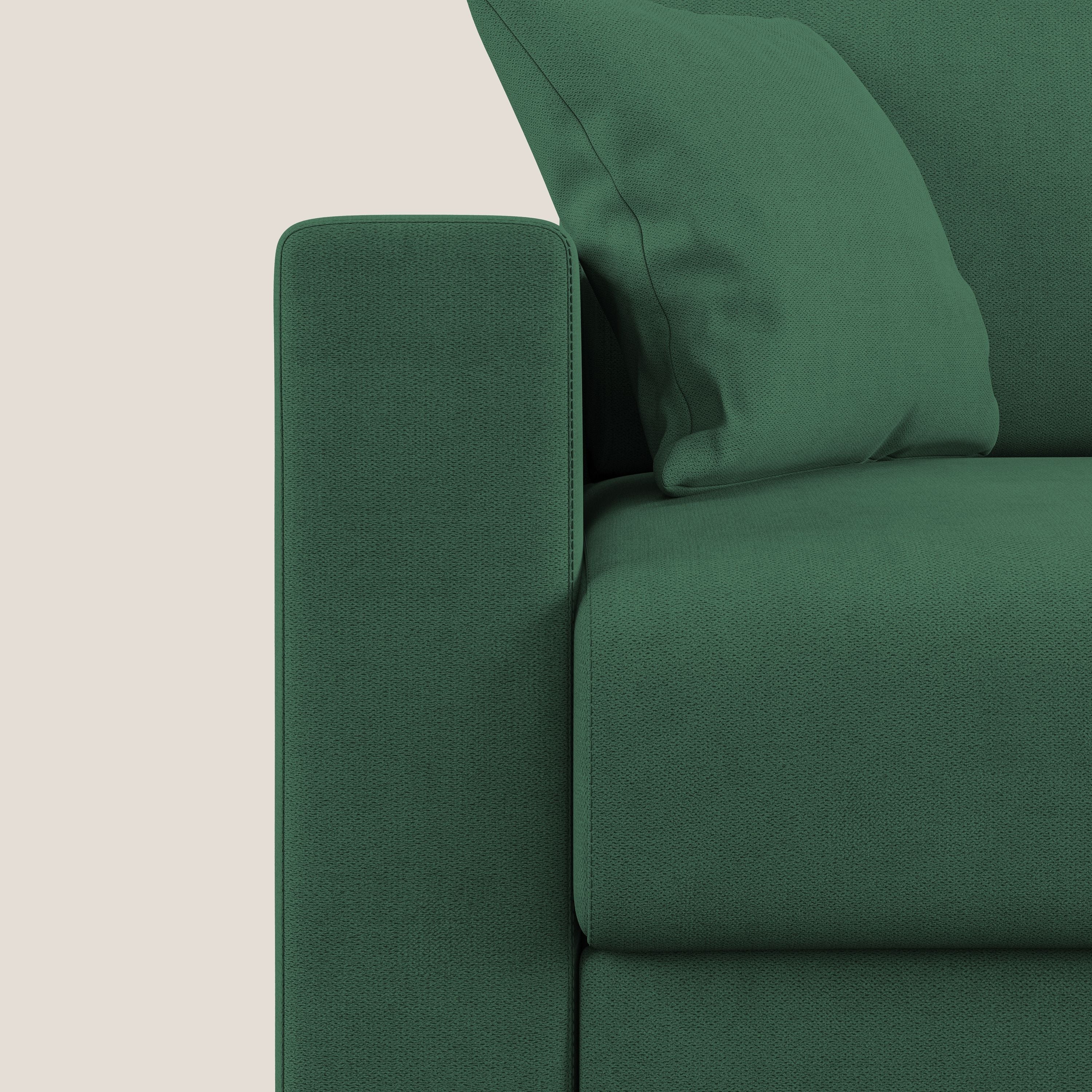 Kafka divano letto angolare in morbido tessuto impermeabile T02 verde - divani.store