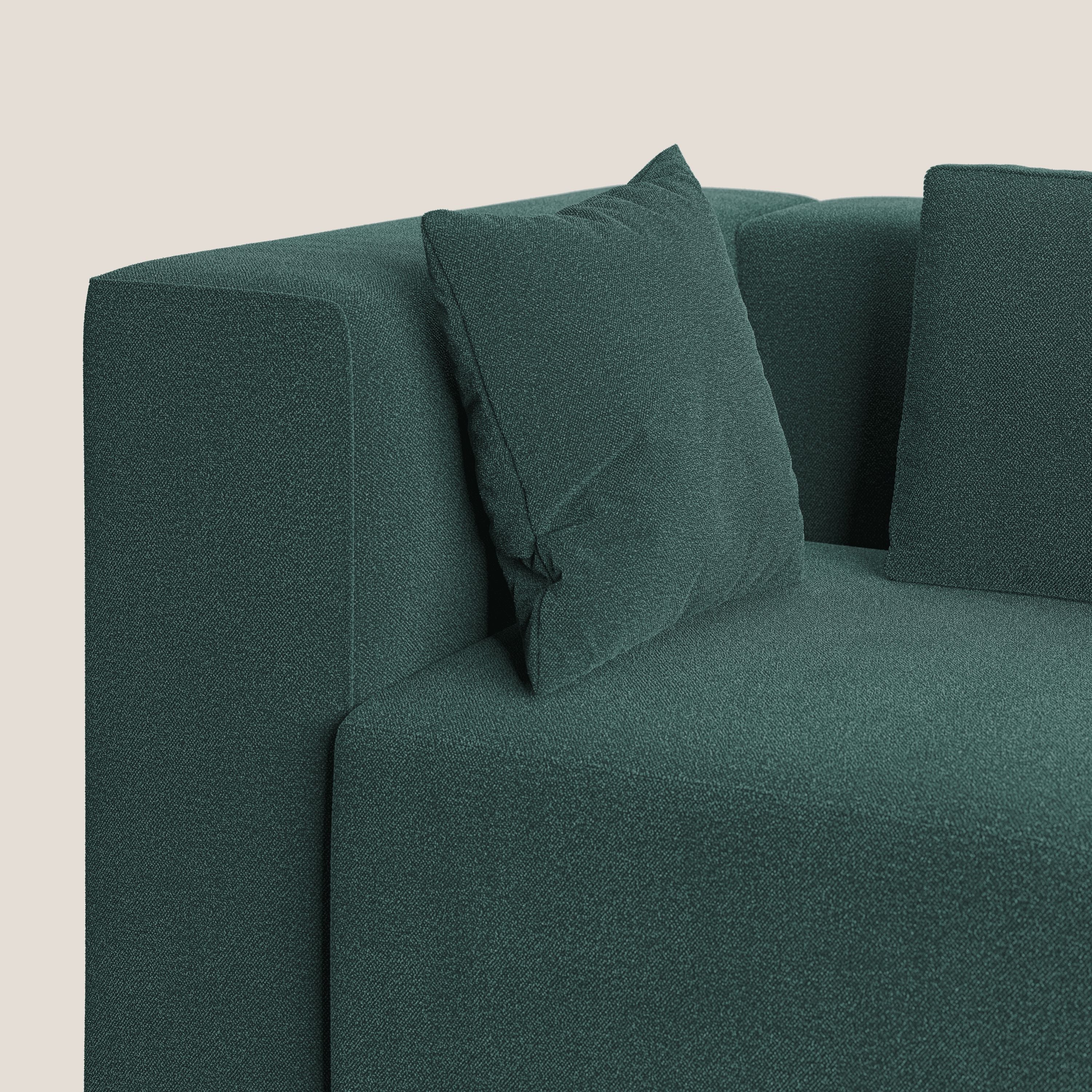 Nettuno divano moderno componibile in morbido tessuto bouclè T07 verde - divani.store