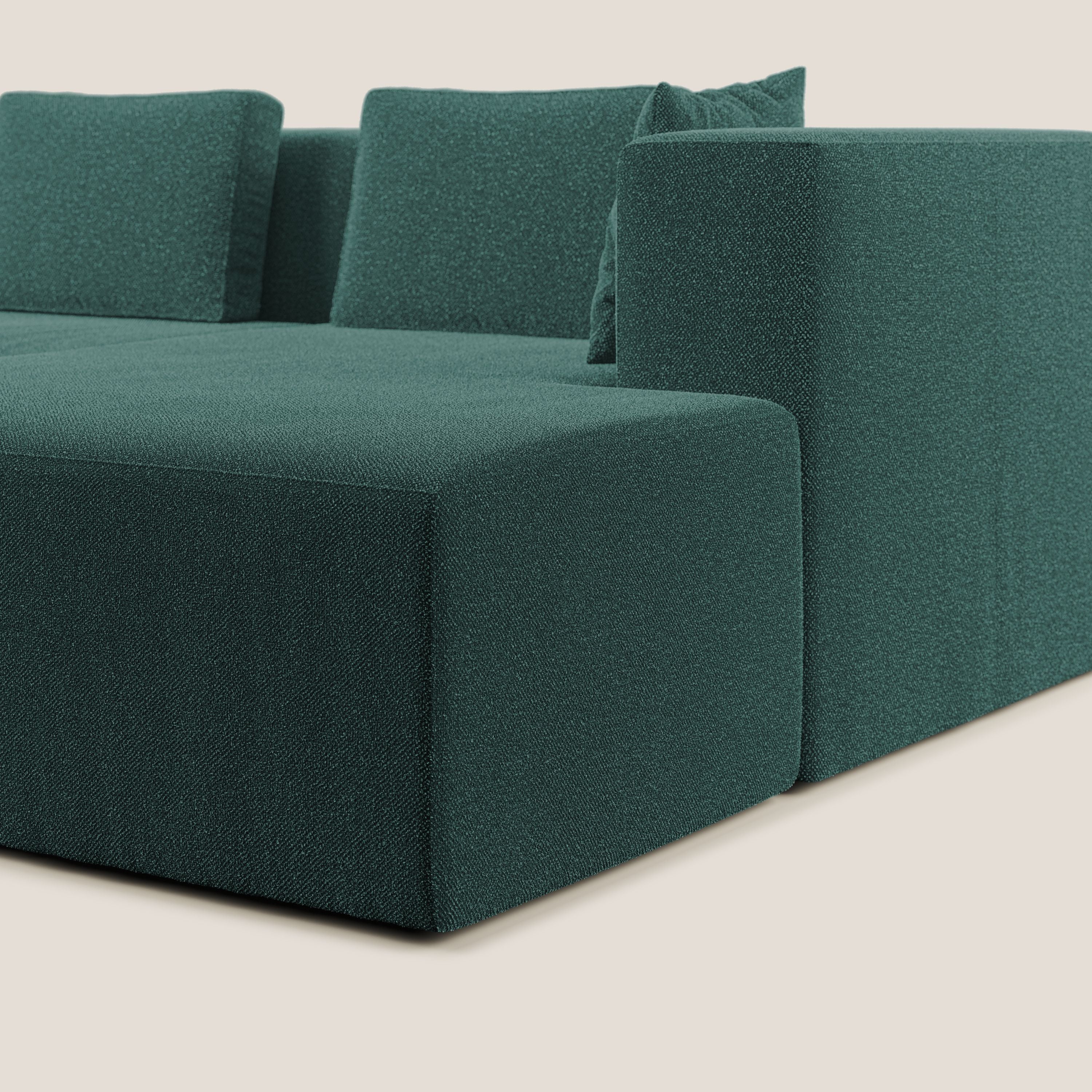 Nettuno divano angolare componibile in morbido tessuto bouclè T07 verde - divani.store