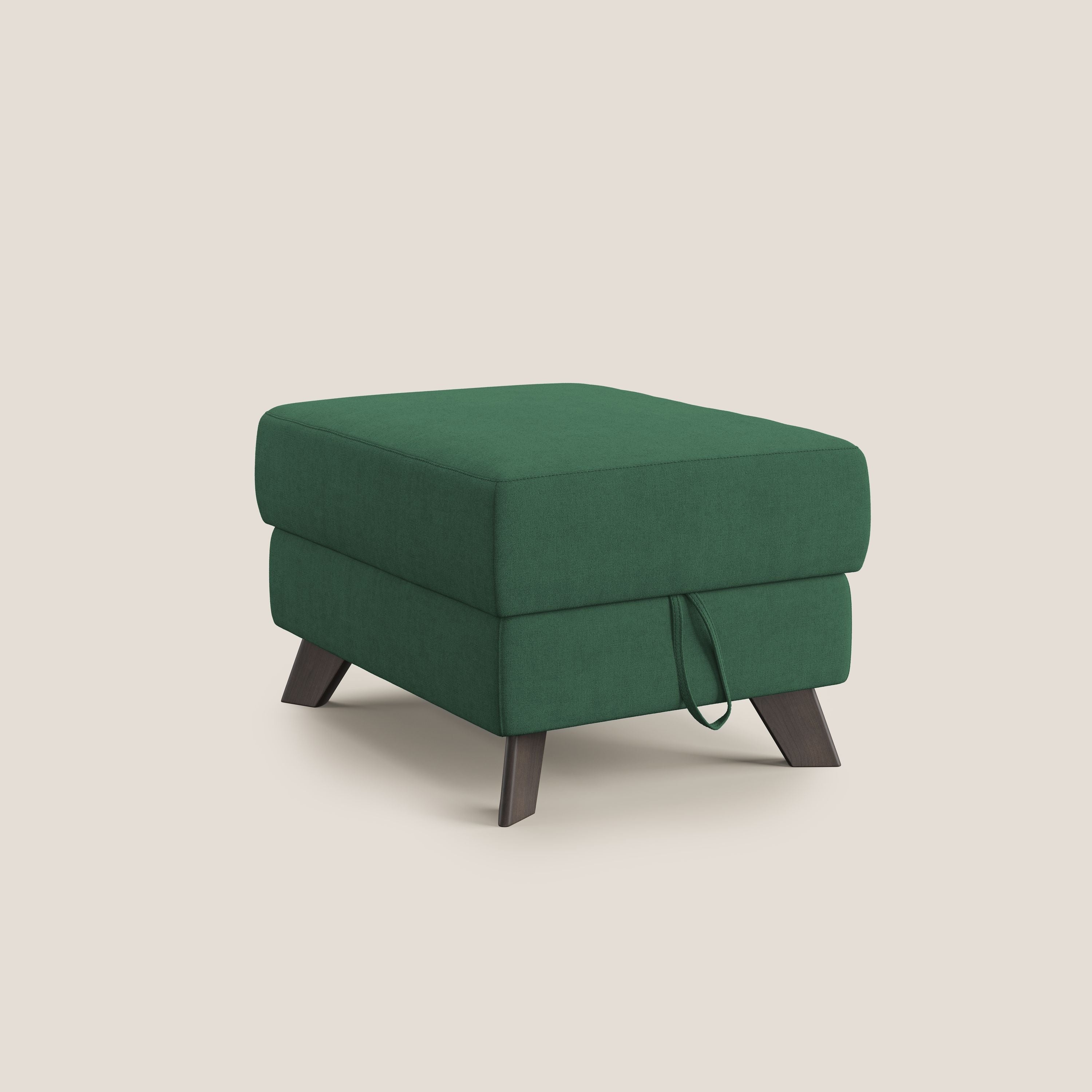 Moon Pouf contenitore e piedini alti in tessuto morbido impermeabile T02 verde - divani.store