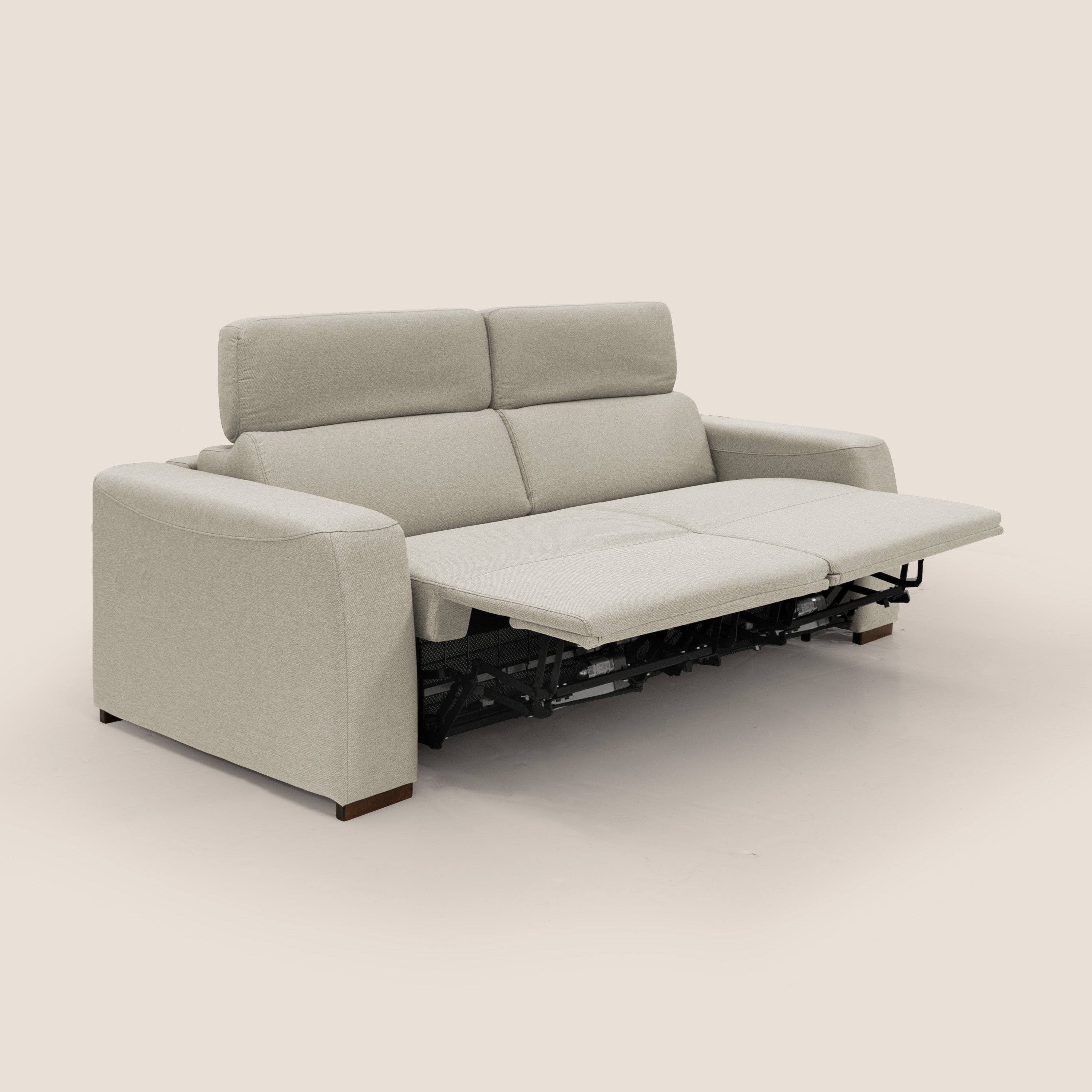 Poseidon divano letto + relax elettrico in tessuto smacchiabile impermeabile T05 panna - divani.store