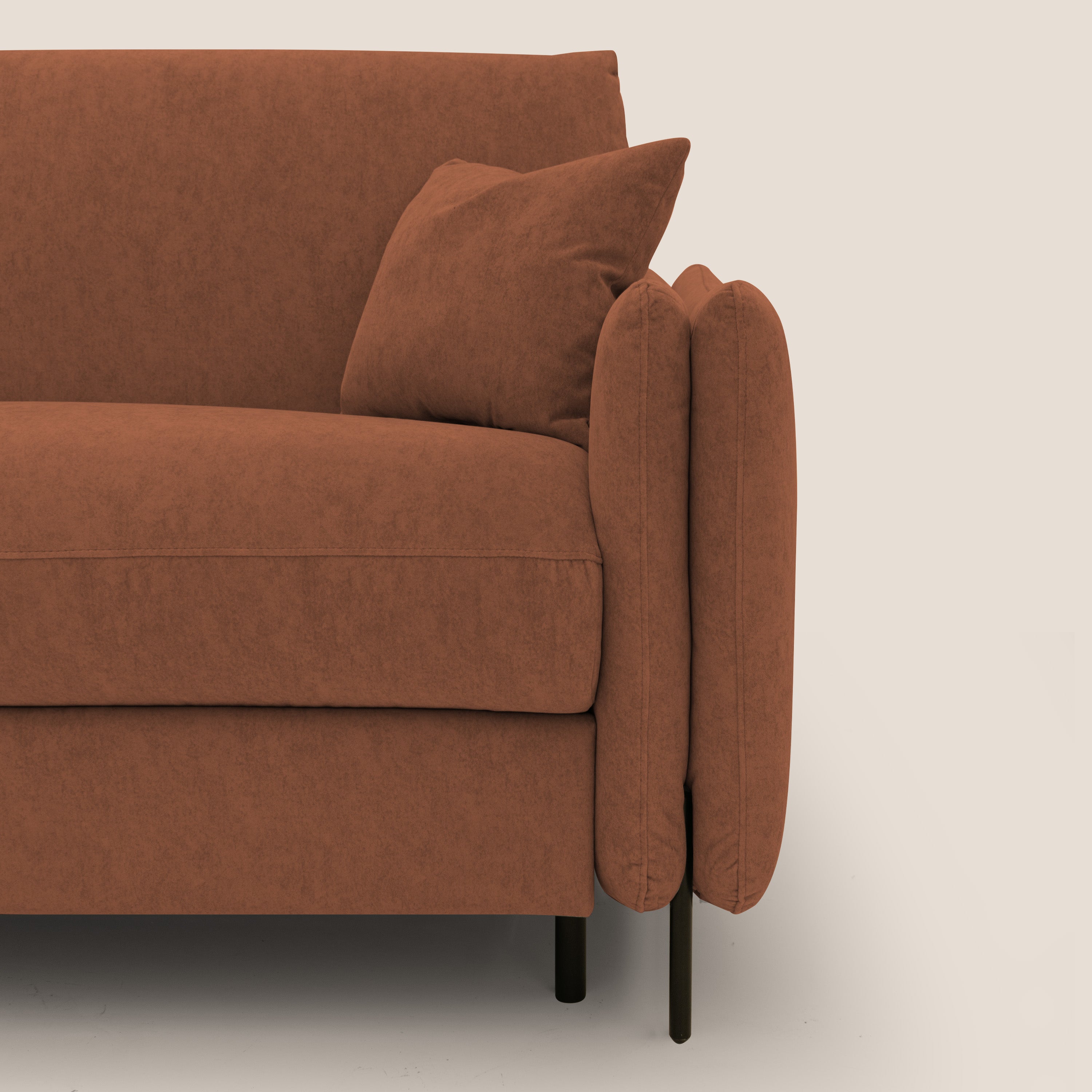 Gregory Divano letto con materasso h18 cm in microfibra effetto velluto impermeabile T09 ruggine - divani.store