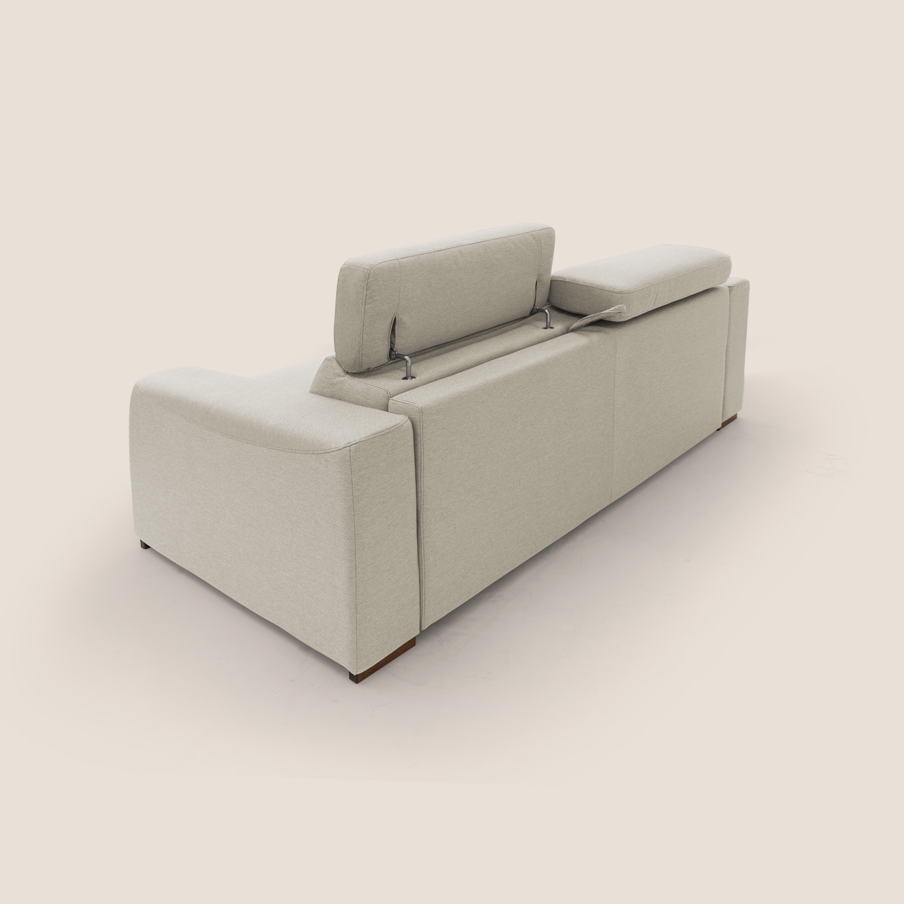 Poseidon Schlafsofa mit elektrischem Relaxmechanismus aus wasserfestem, abwaschbarem Stoff T05 sahne