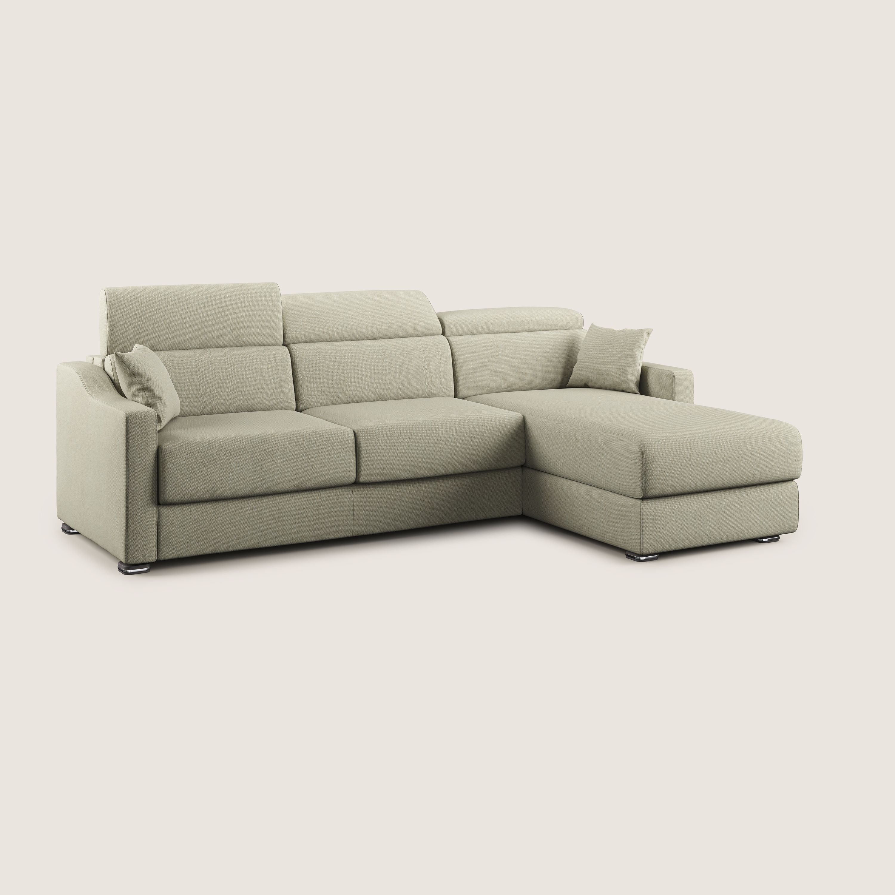Amber divano letto angolare in tessuto smacchiabile T05 panna - divani.store