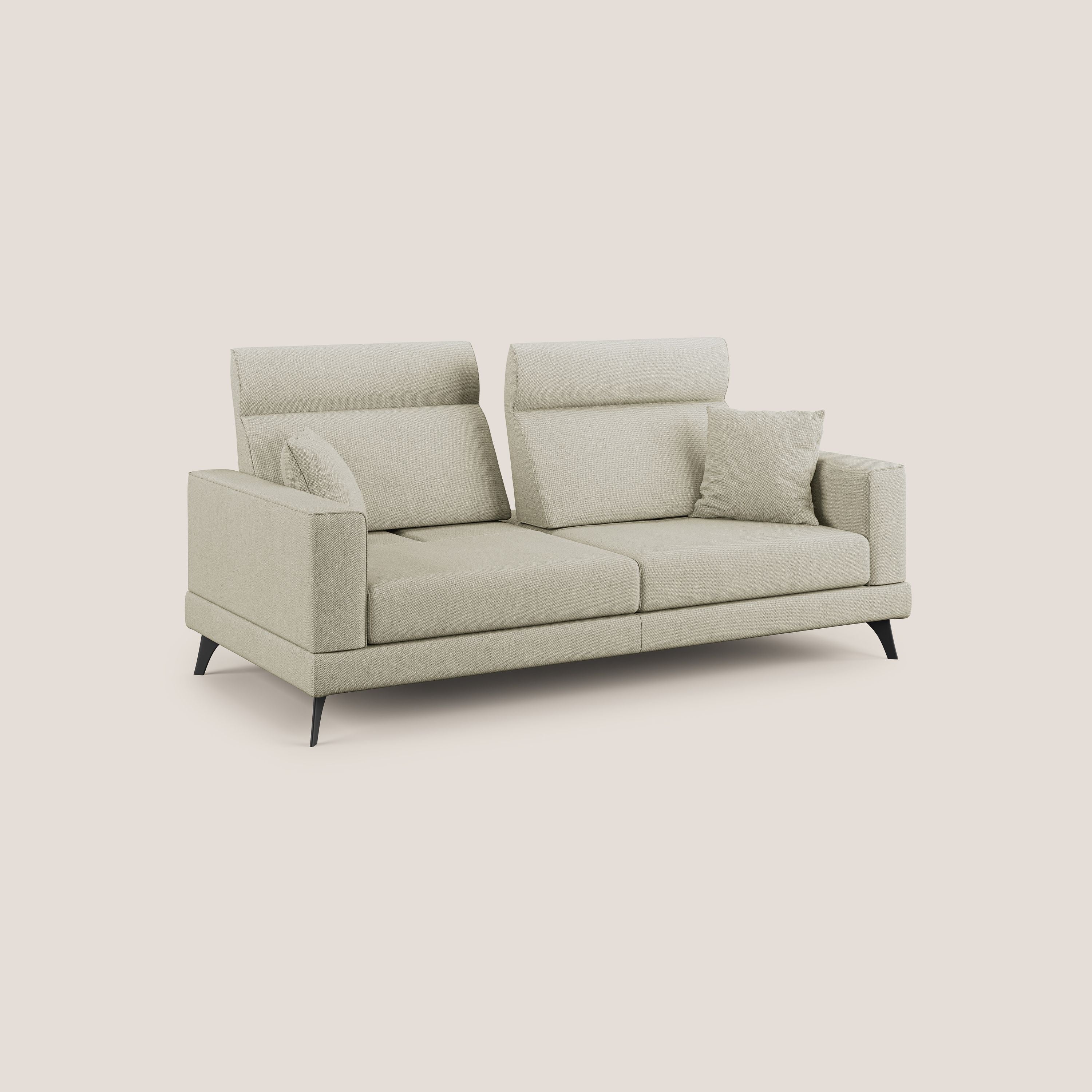 Slide Divano con schienali traslanti e poggiatesta in tessuto smacchiabile T05 panna - divani.store