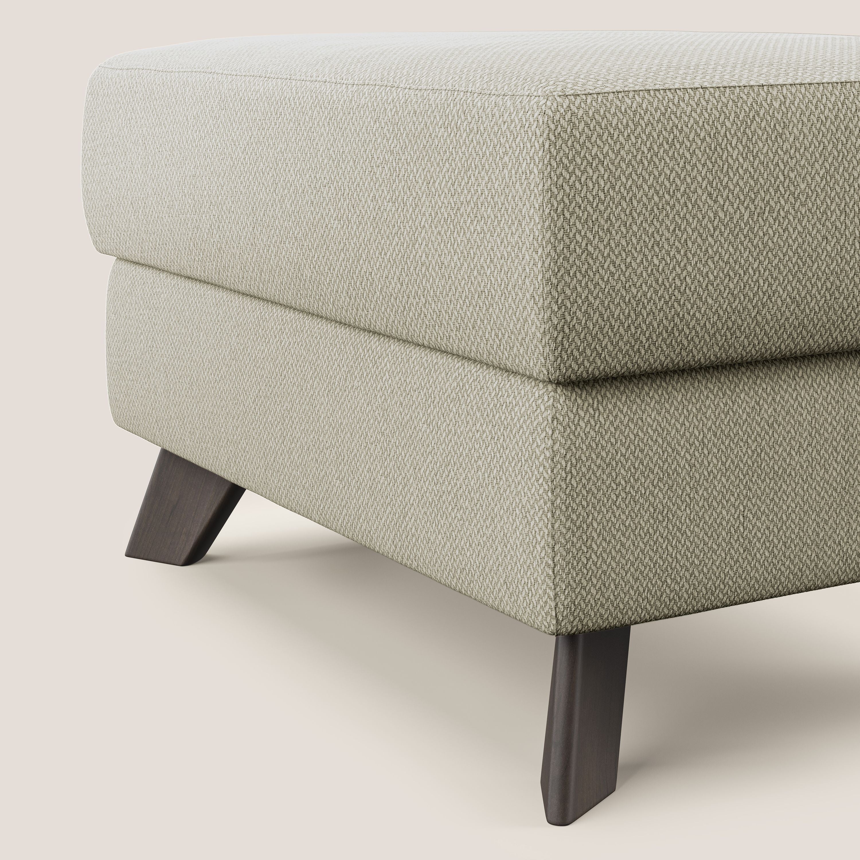 Moon Pouf contenitore e piedini alti in tessuto smacchiabile con acqua T05 panna - divani.store