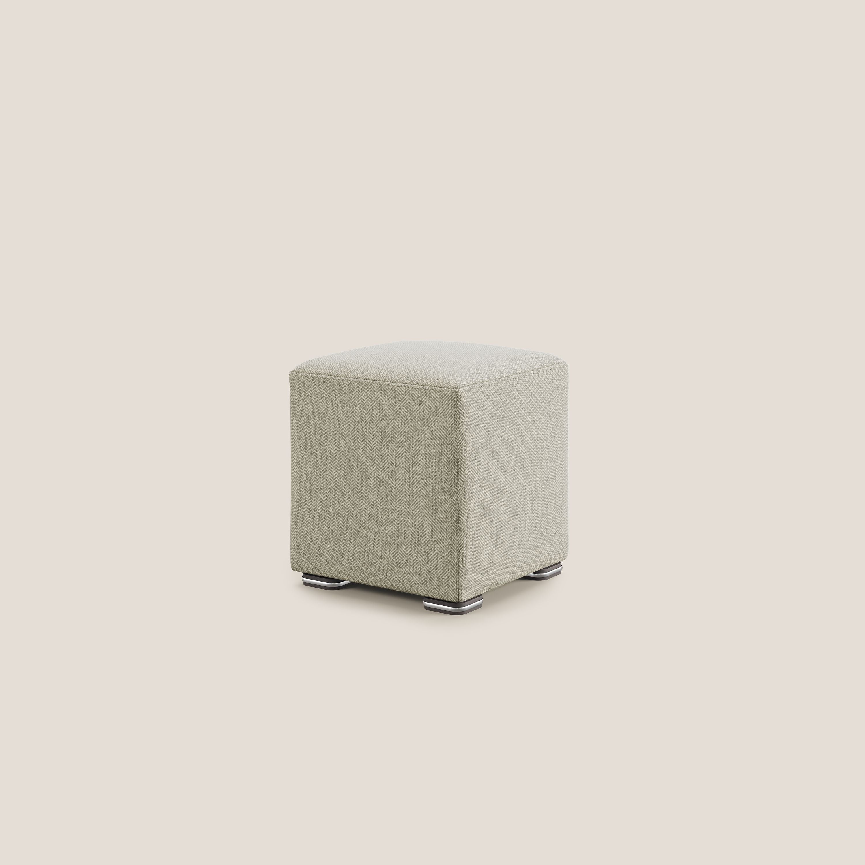 Cube pouf in tessuto morbido smacchiabile T05 panna - divani.store