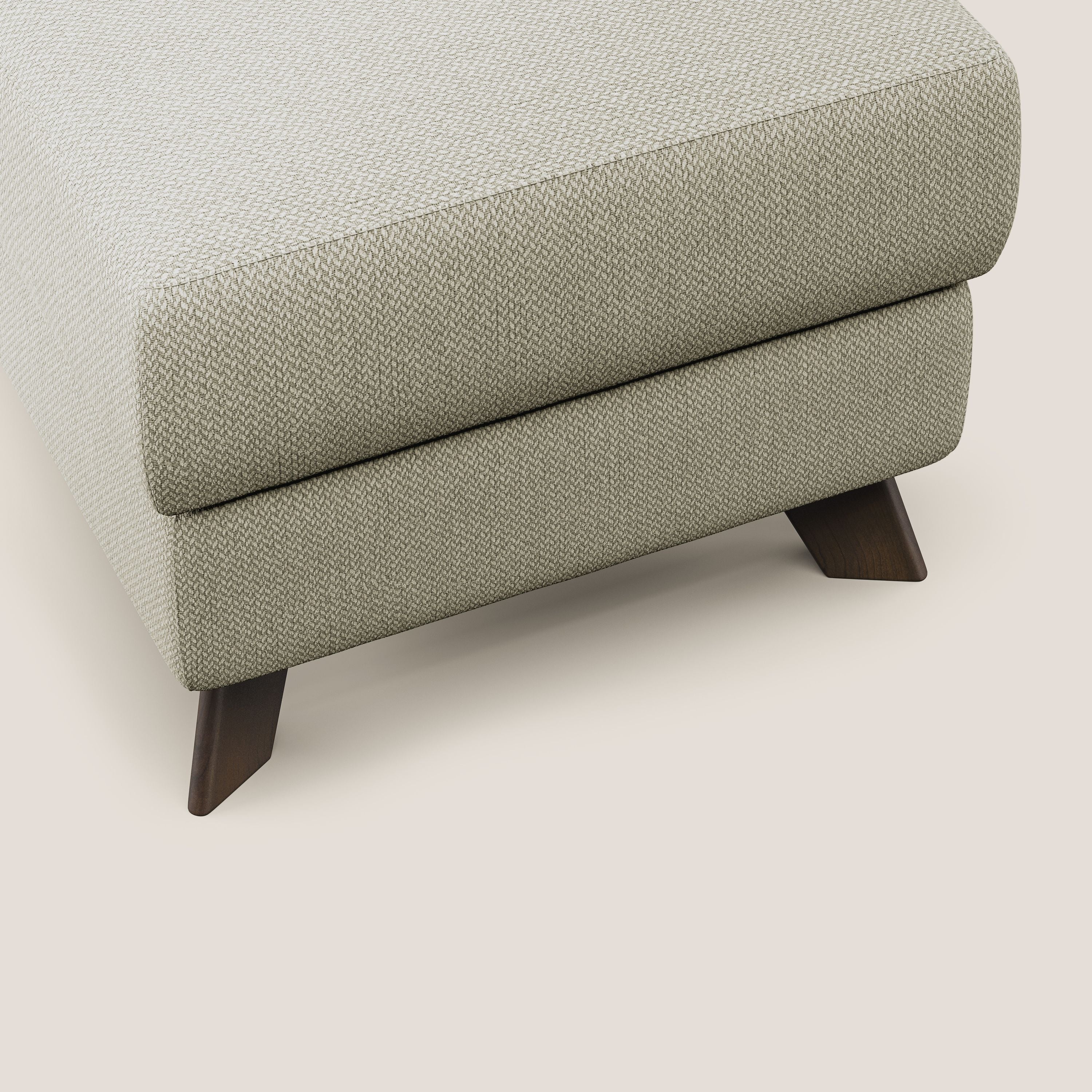 Moon Pouf contenitore e piedini alti in tessuto smacchiabile con acqua T05 panna - divani.store