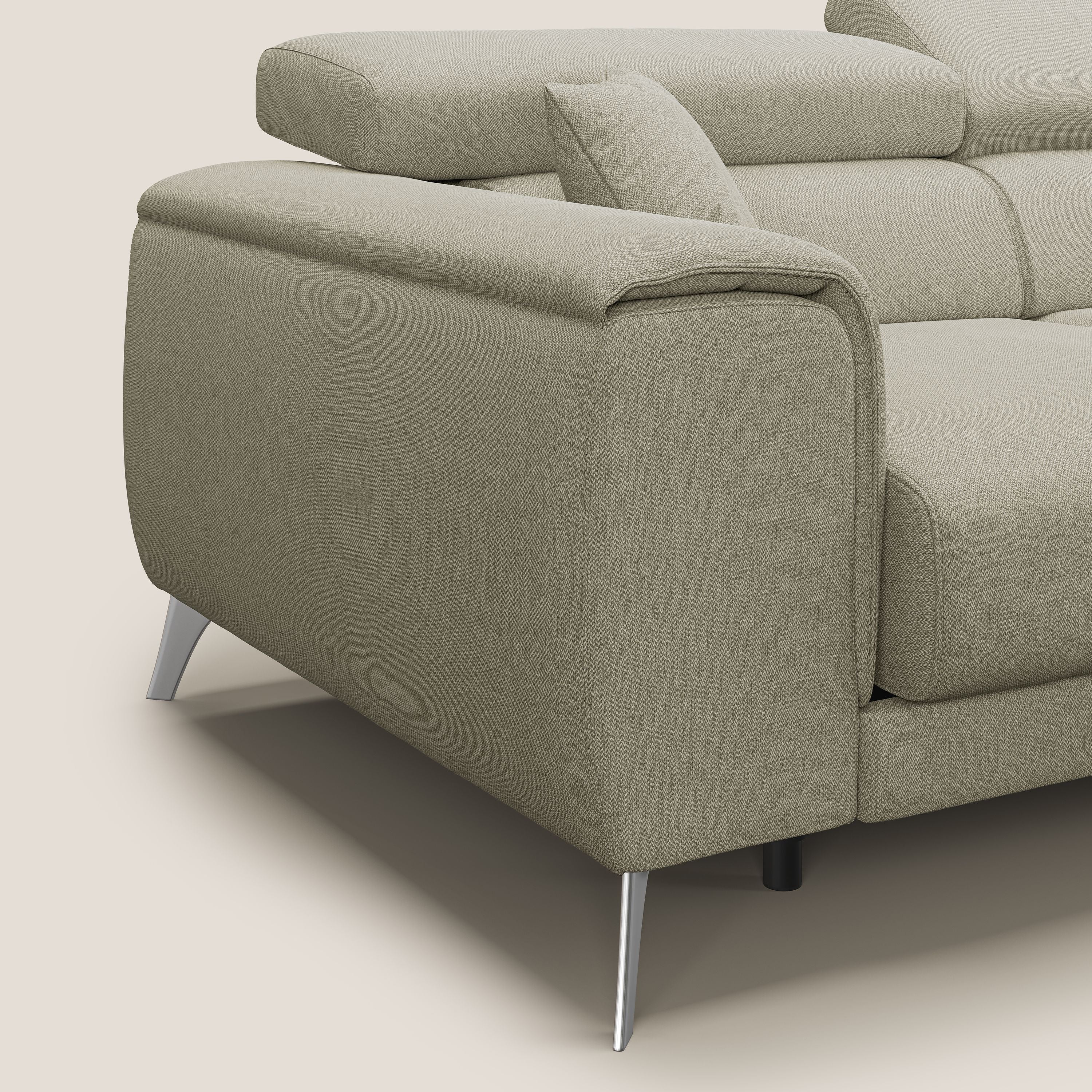 Fusion Divano angolare con sedute scorrevoli in tessuto morbido smacchiabile T05 panna - divani.store