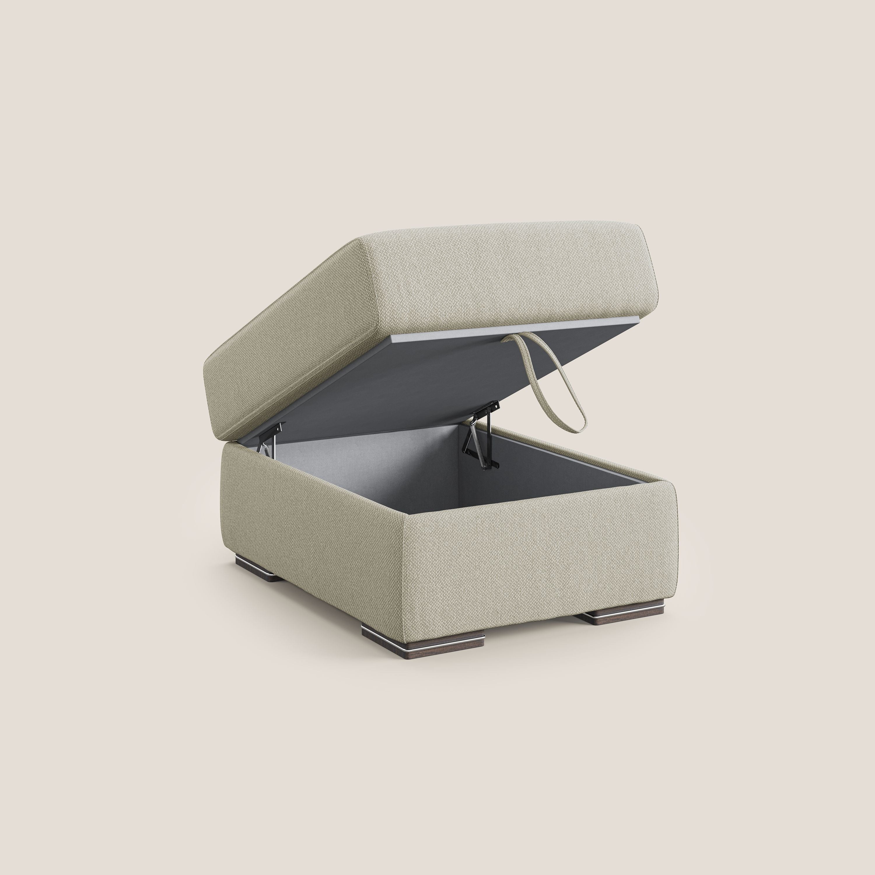 Sun pouf apribile contenitore in tessuto smacchiabile ad acqua T05 panna - divani.store