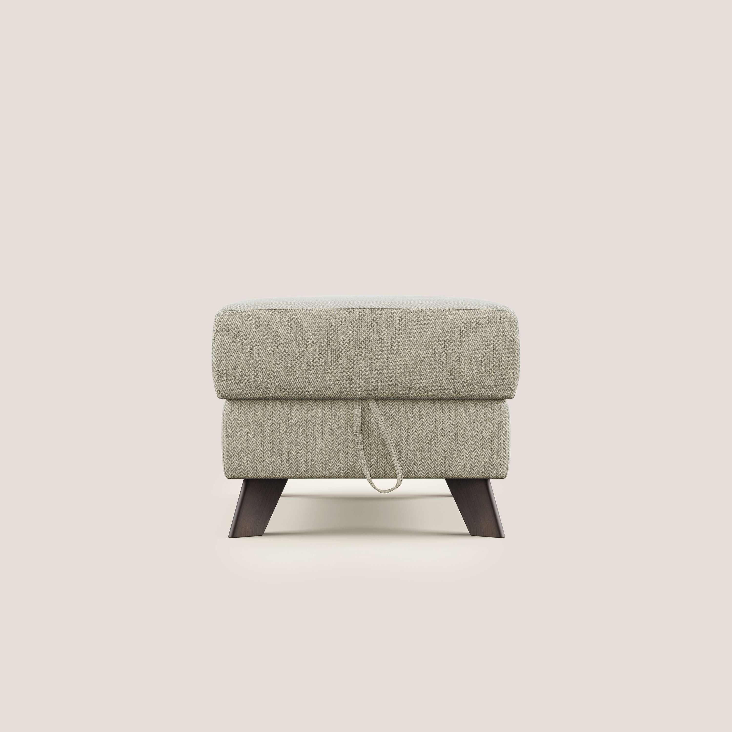 Moon Pouf contenitore e piedini alti in tessuto smacchiabile con acqua T05 panna - divani.store