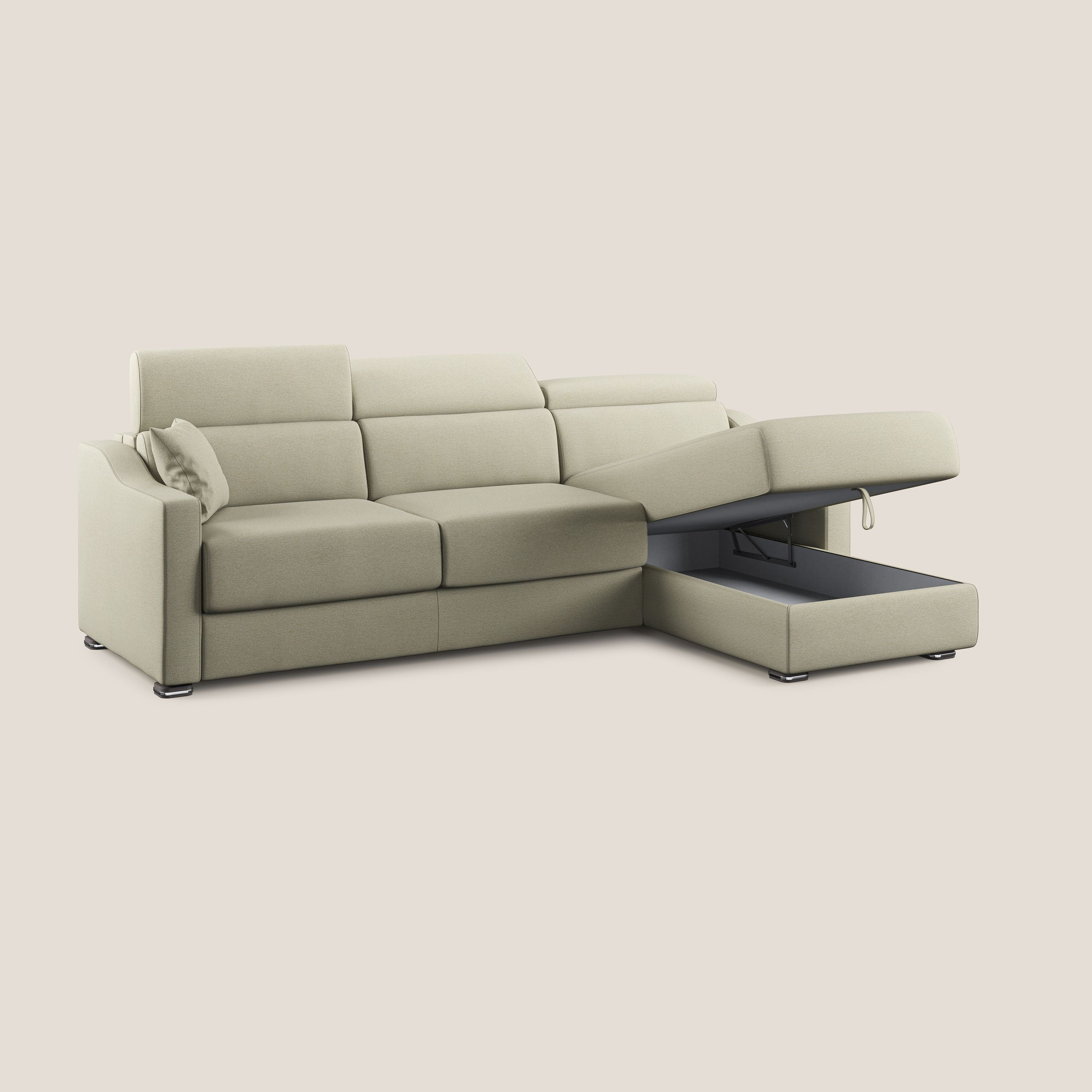 Amber divano letto angolare in tessuto smacchiabile T05 panna - divani.store