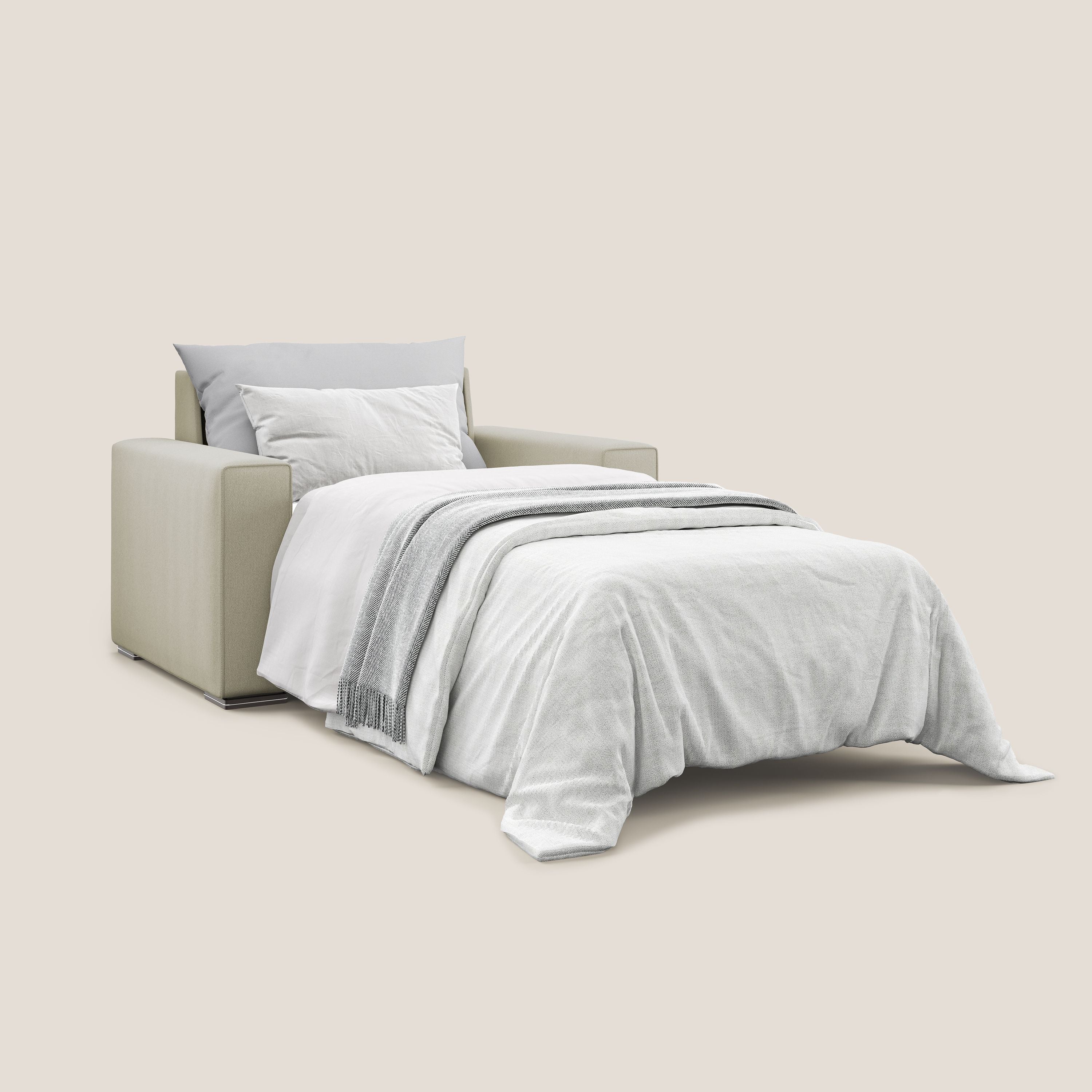 Dream poltrona letto in tessuto smacchiabile T05 panna - divani.store