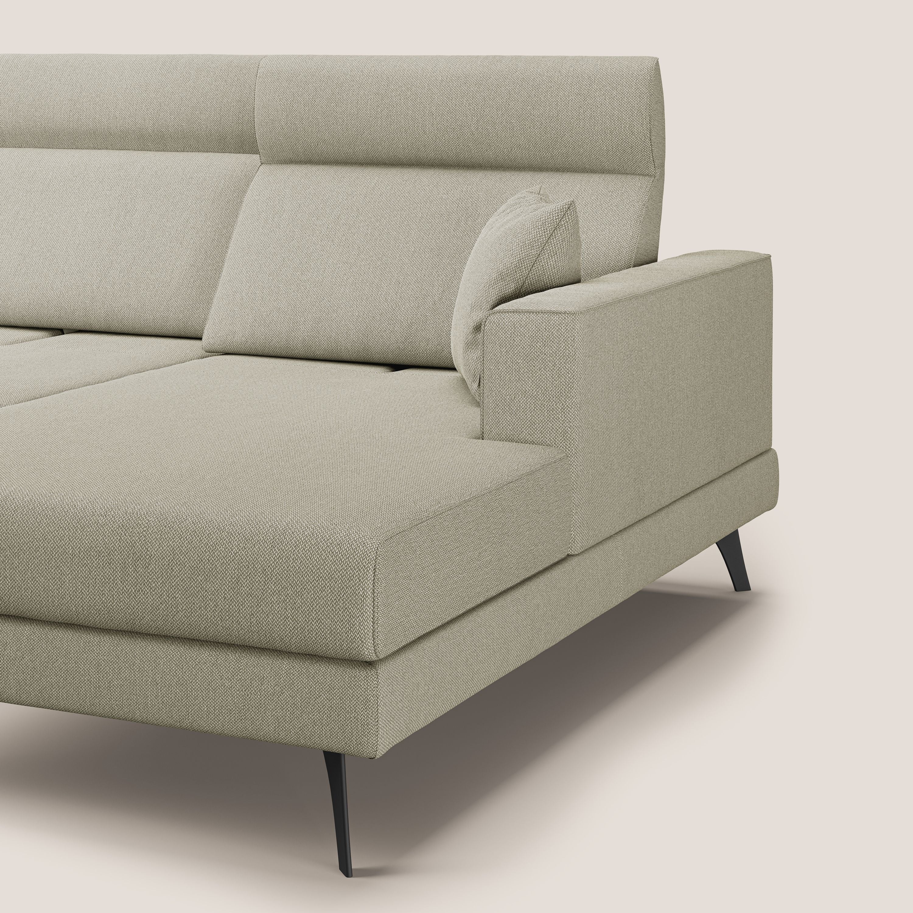 Slide Divano angolare con schienali traslanti e poggiatesta regolabili in tessuto smacchiabile T05 panna - divani.store