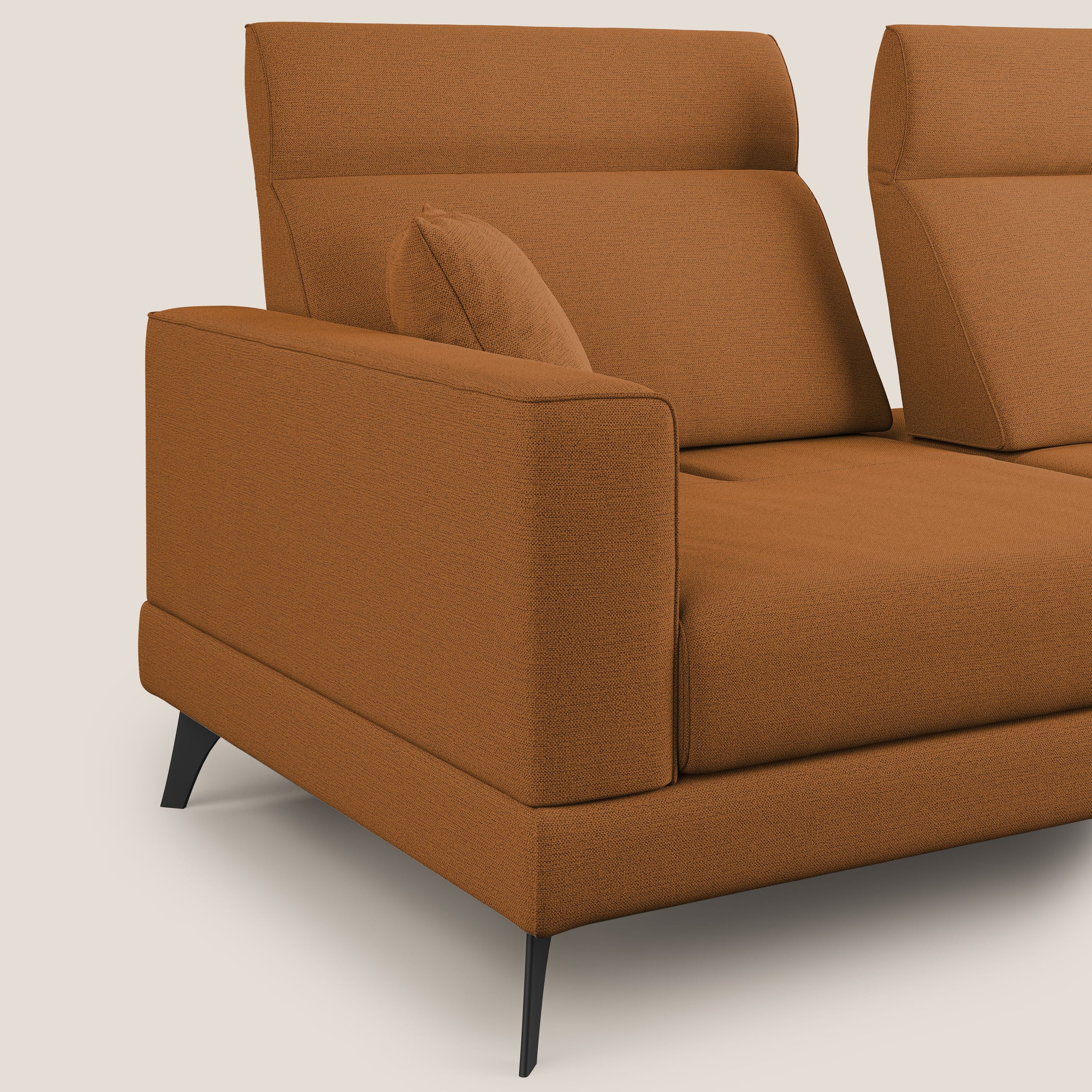 Slide Divano con schienali traslanti e poggiatesta in tessuto simil cotone impermeabile T19 arancio - divani.store