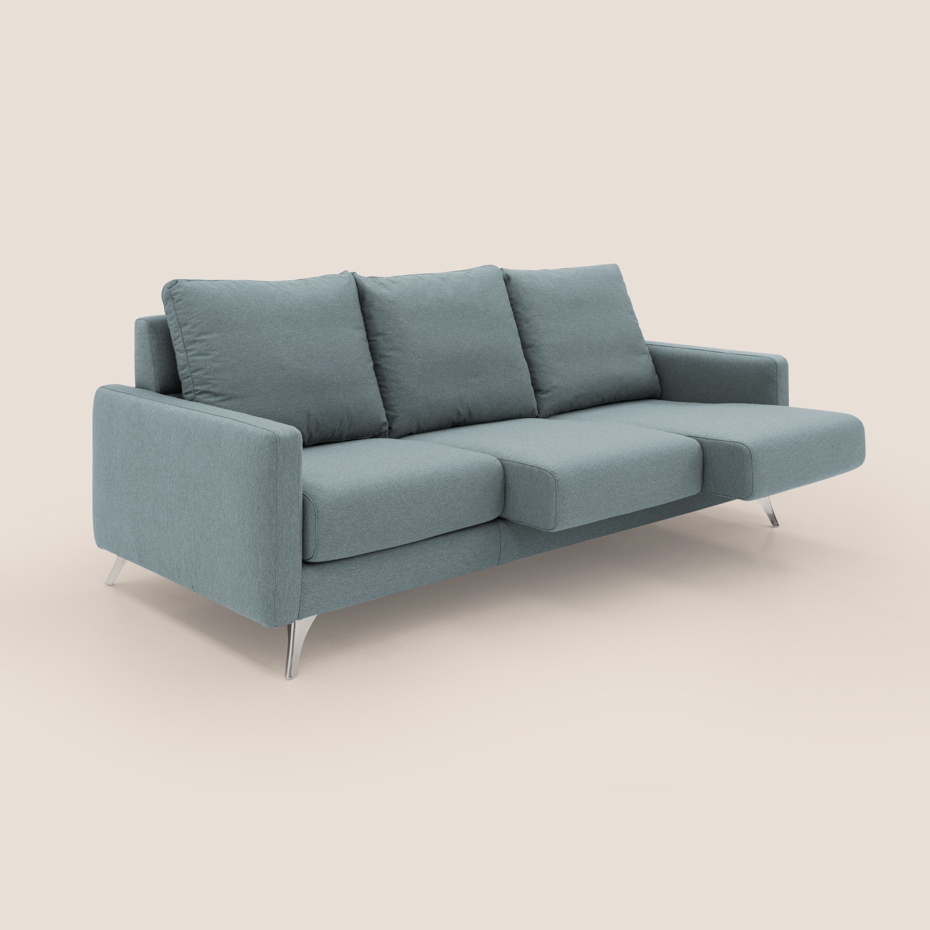 Klimt divano con 3 sedute allungabili e schienali in piuma d'oca in tessuto smacchiabile T05 carta da zucchero - divani.store