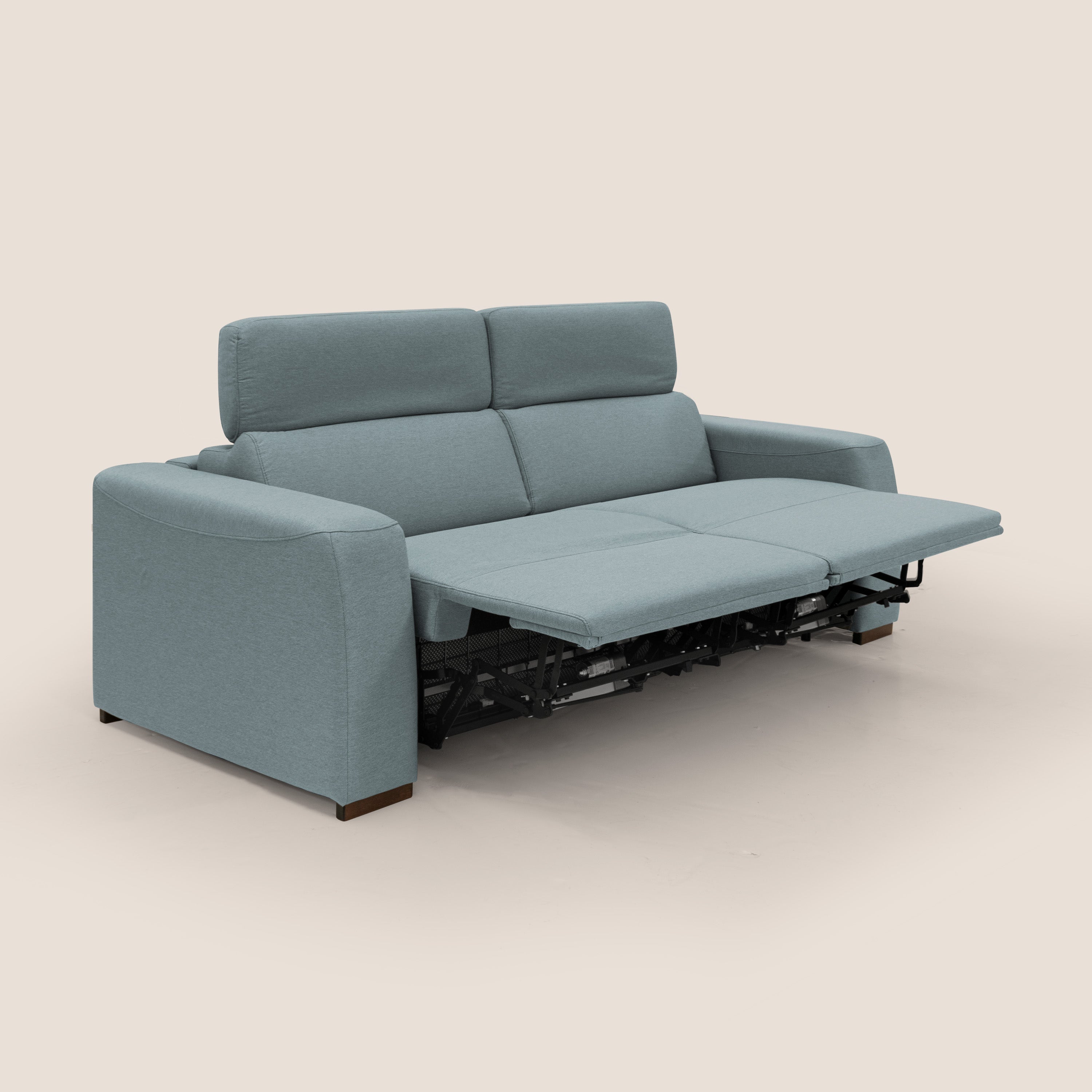 Poseidon divano letto + relax elettrico in tessuto smacchiabile impermeabile T05 carta da zucchero - divani.store