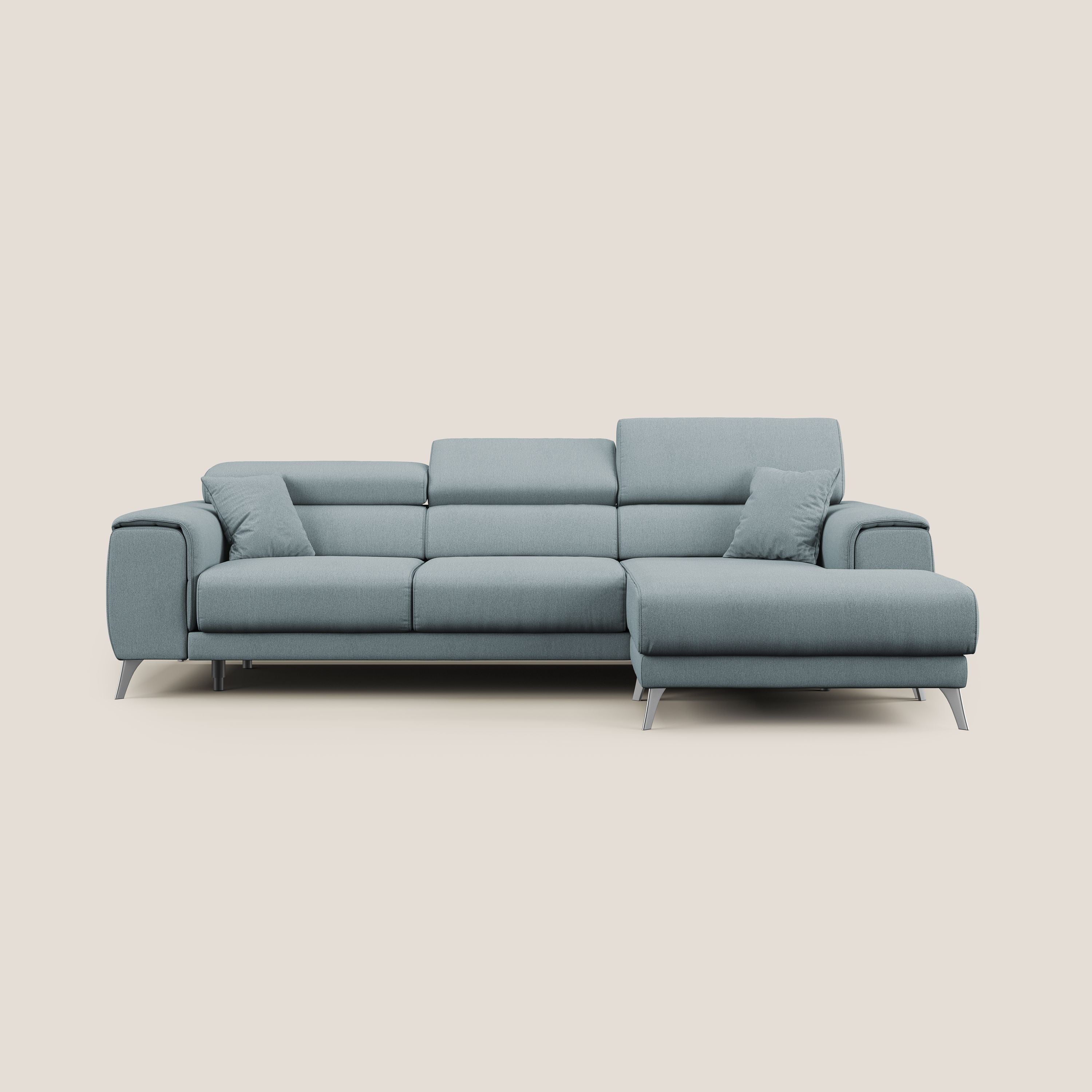 Fusion Divano angolare con sedute scorrevoli in tessuto morbido smacchiabile T05 carta da zucchero - divani.store