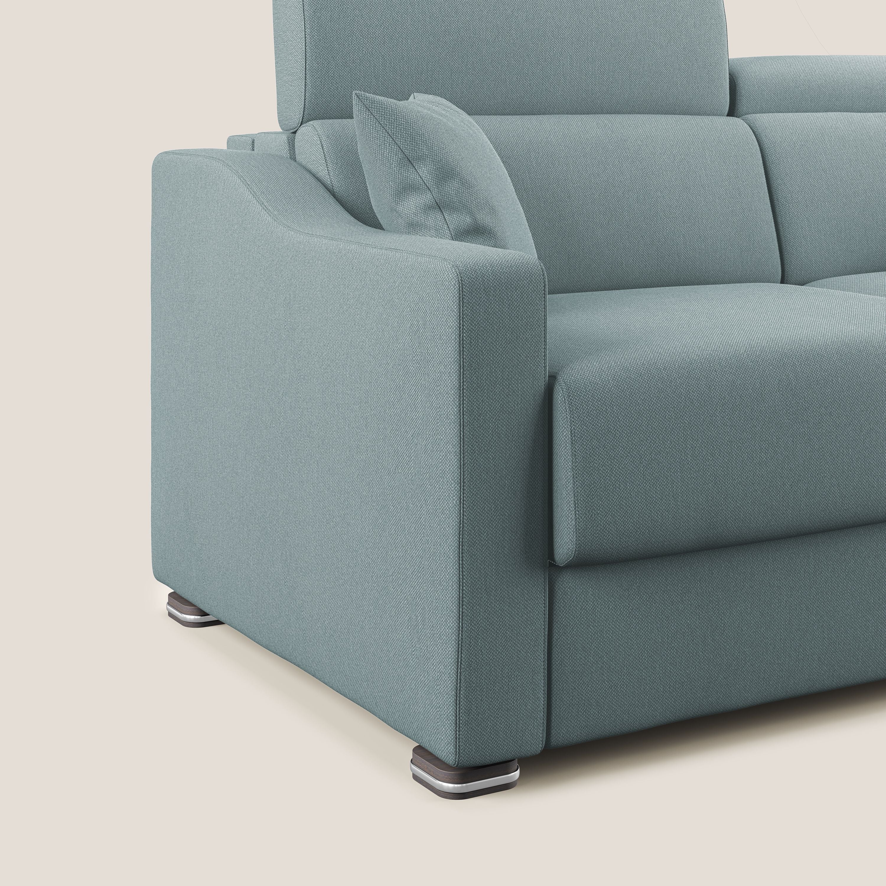 Amber divano letto angolare in tessuto smacchiabile T05 carta da zucchero - divani.store