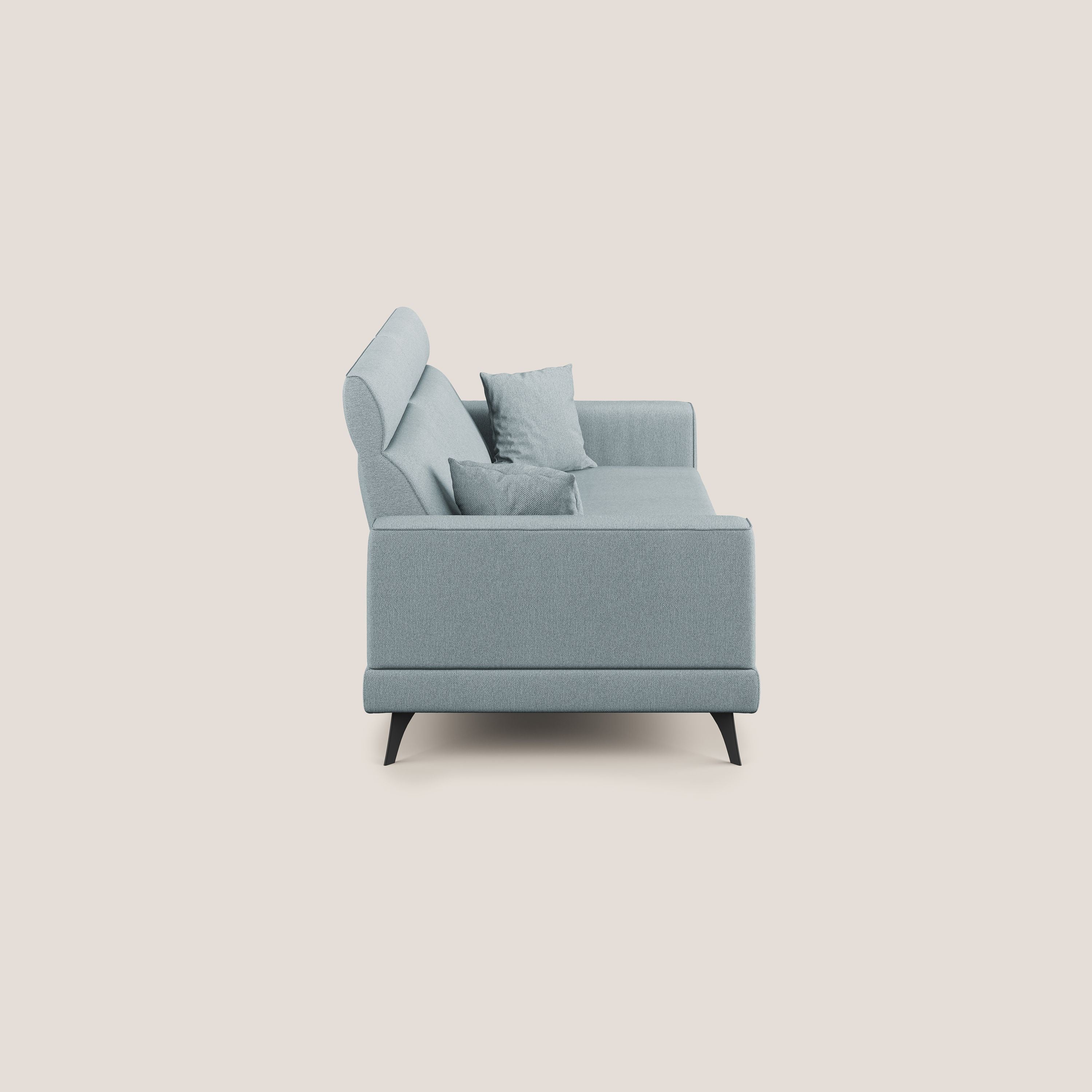 Slide Divano con schienali traslanti e poggiatesta in tessuto smacchiabile T05 carta da zucchero - divani.store