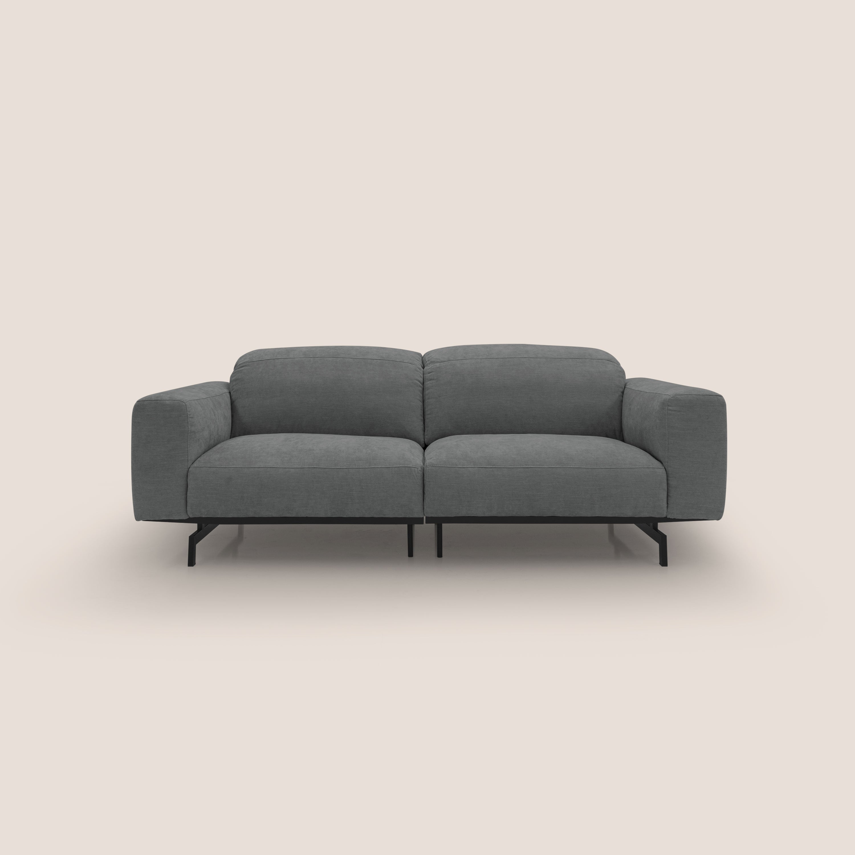 Sakura divano in piuma d'oca modulare componibile in morbido tessuto fiammato impermeabile T14 grigio - divani.store